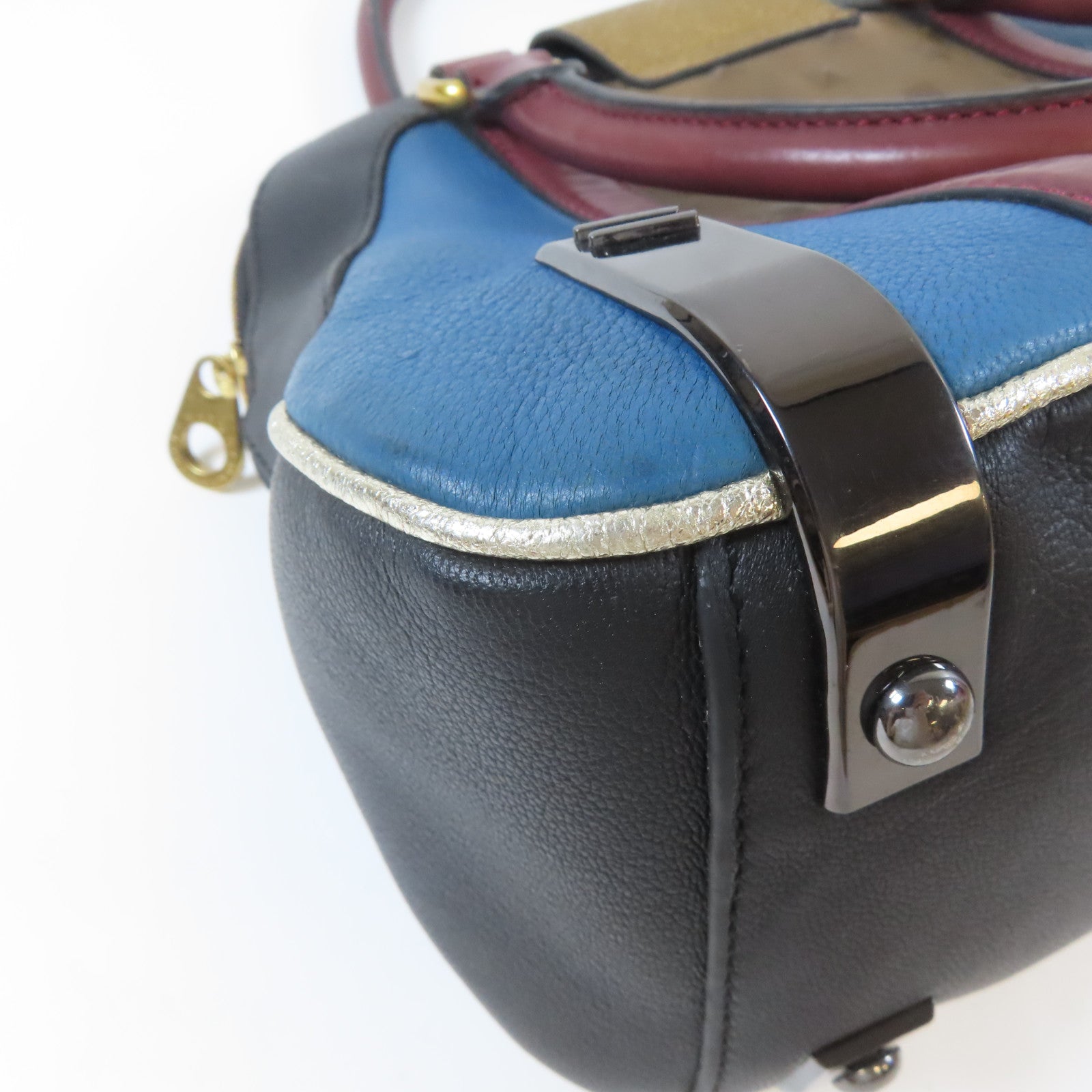 MARC BY MARC JACOBS 牛皮皮革Hand Bag金扣手挽袋藍色/黑色/金色/啡色