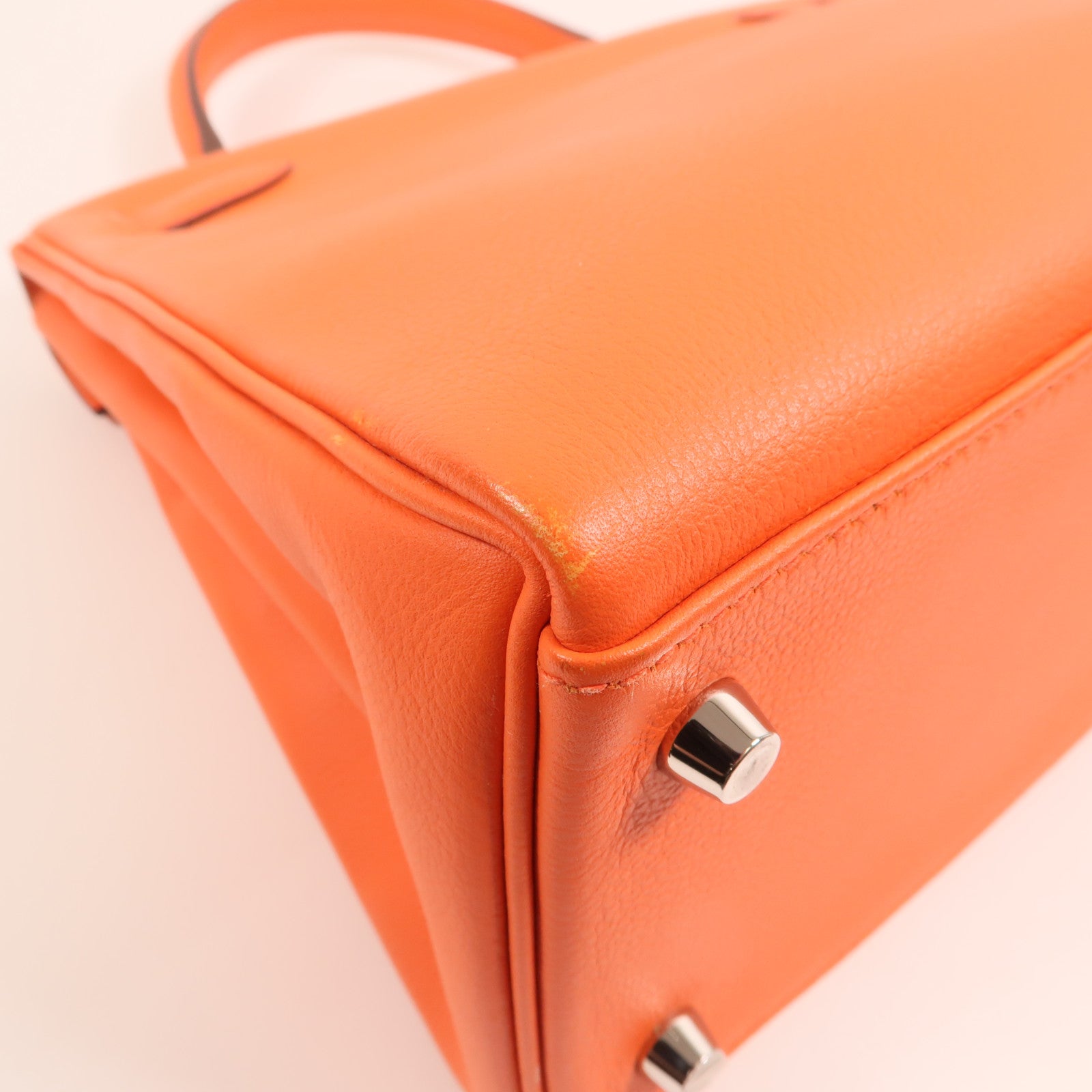 HERMES Evercolor皮革Kelly 28銀扣手挽肩背兩用袋Rose Texas