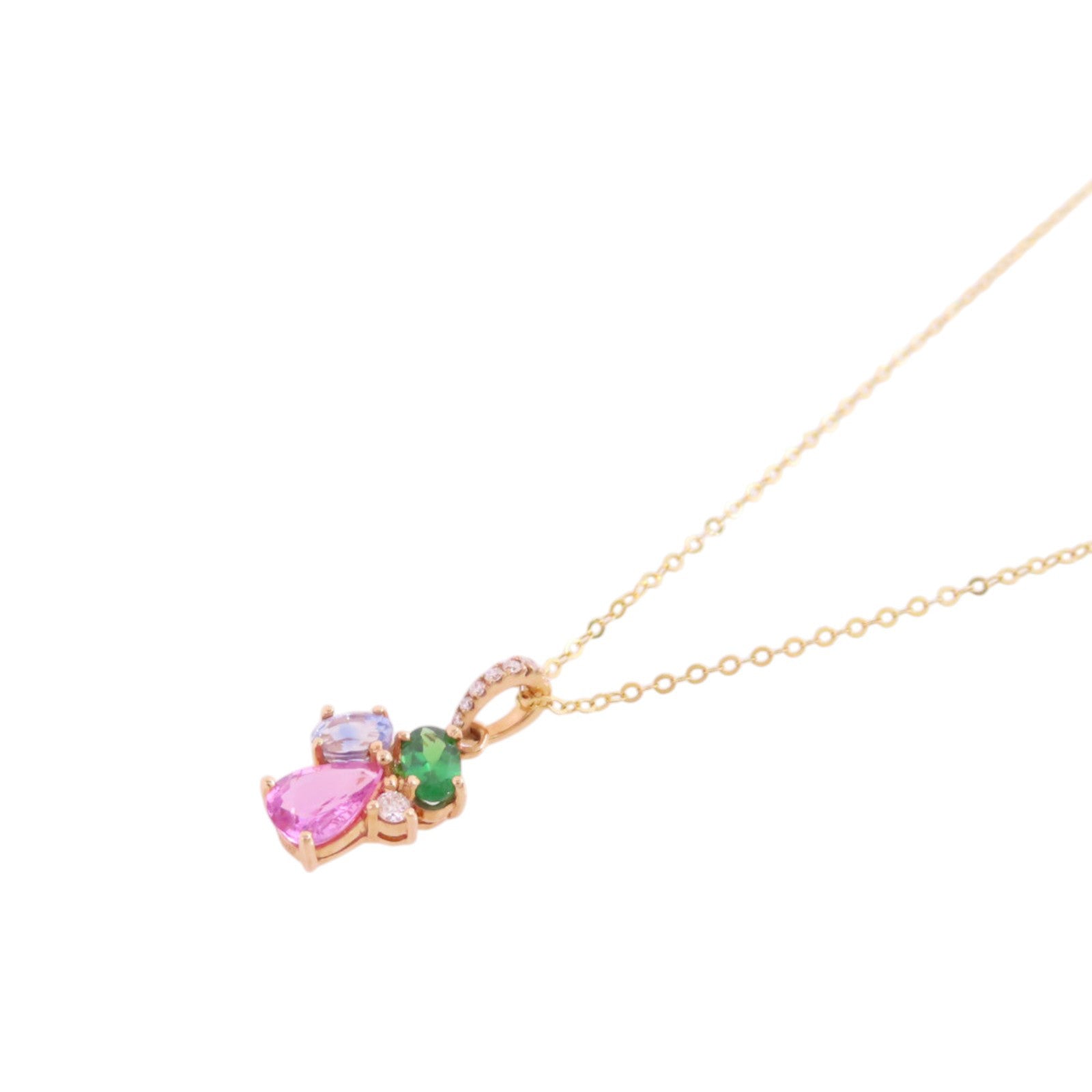 JEWELRY 18K黃金/彩色寶石/鑽石Diamond Multi Stone Necklace項鏈