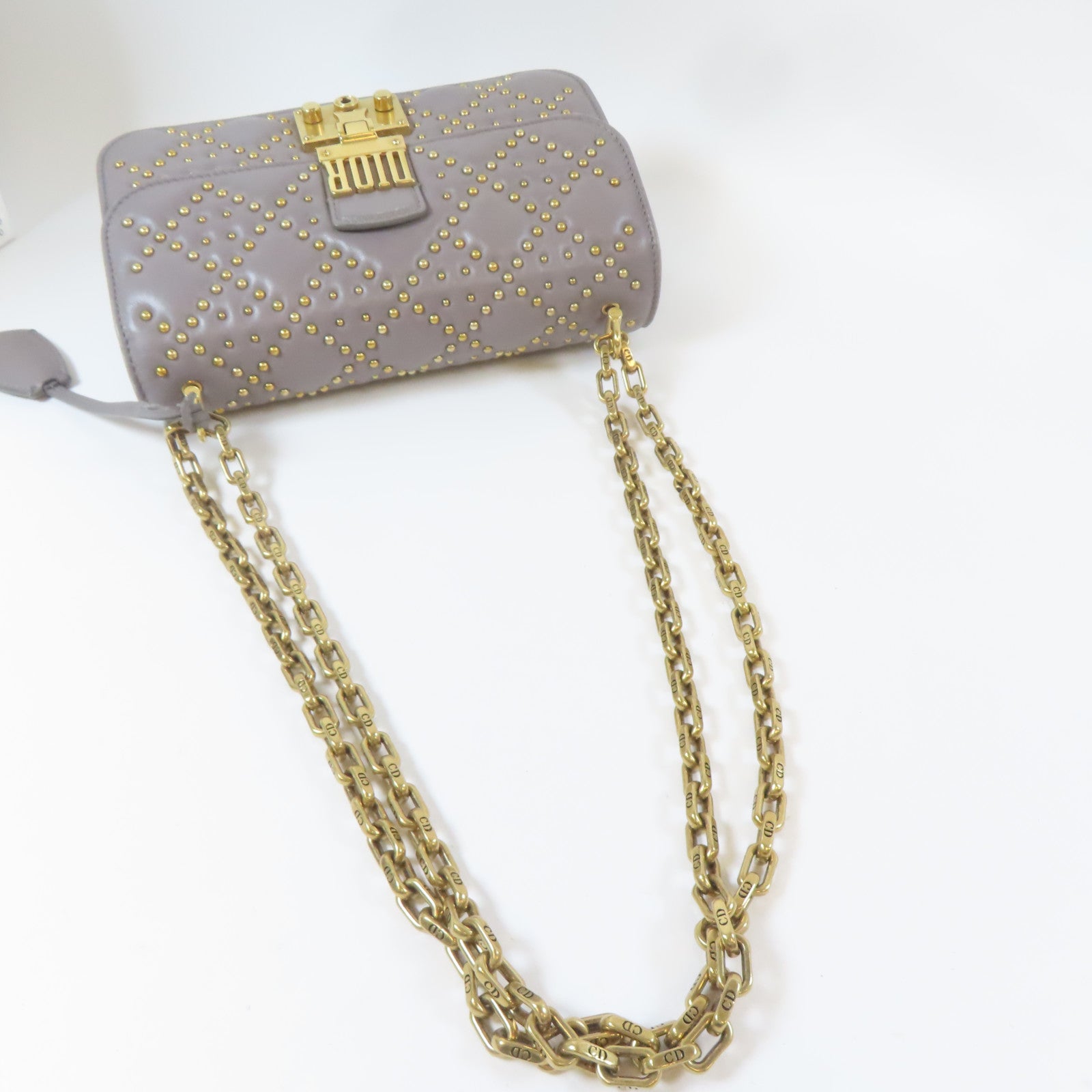 Dior 【激減優惠】牛皮皮革Shoulder Bag金扣肩背袋灰色