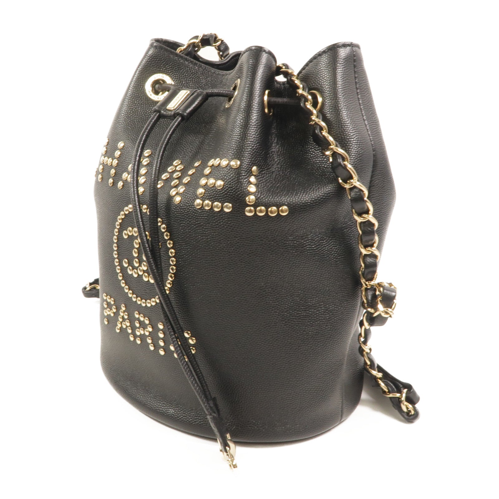 CHANEL 牛皮皮革Bucket鏈帶肩背袋