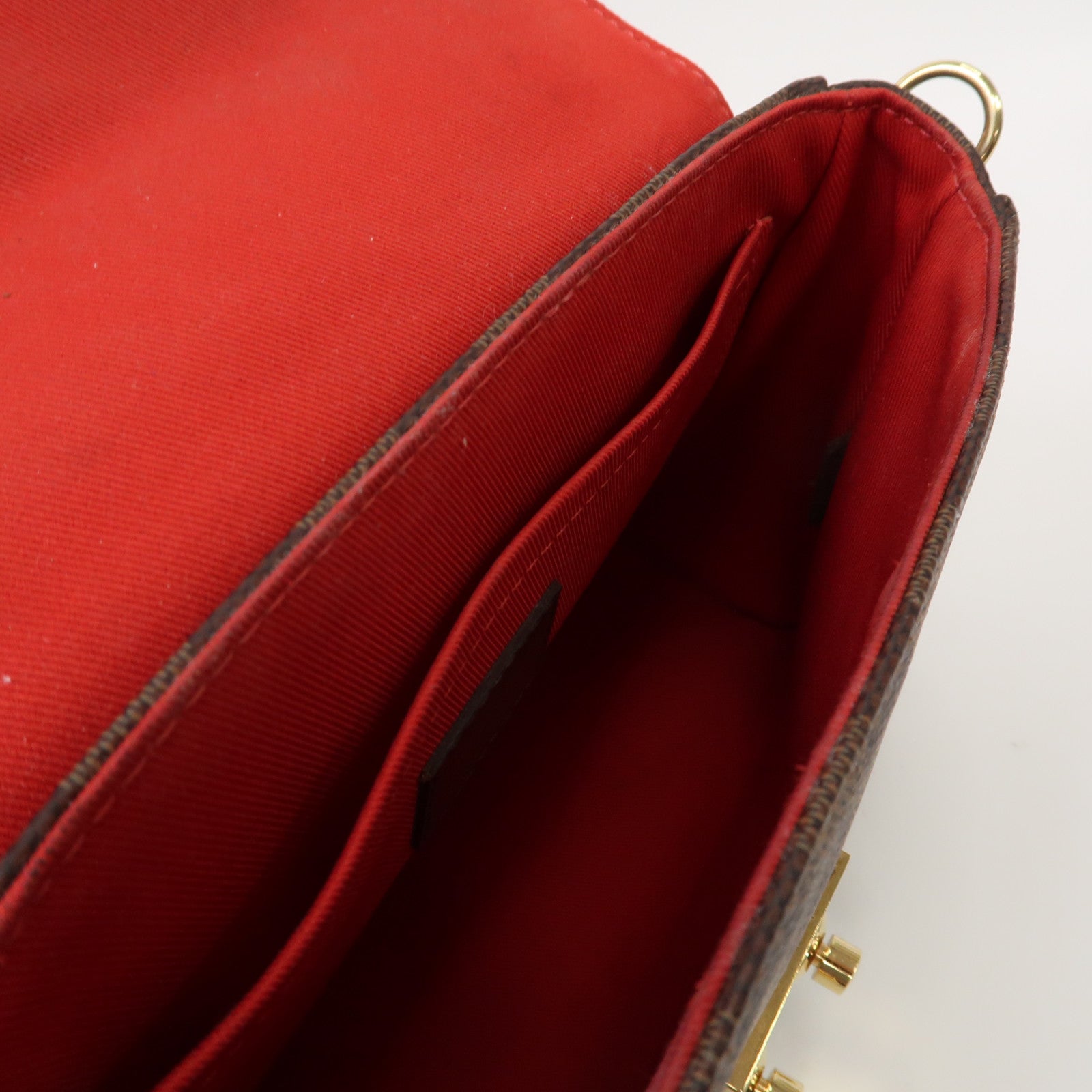 LOUIS VUITTON Damier Ebene Croisette金扣手挽肩背兩用袋啡色
