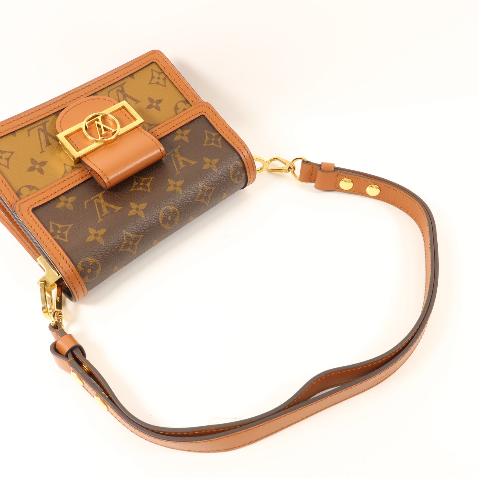 LOUIS VUITTON Monogram Reverse Mini Dauphine金扣肩背袋