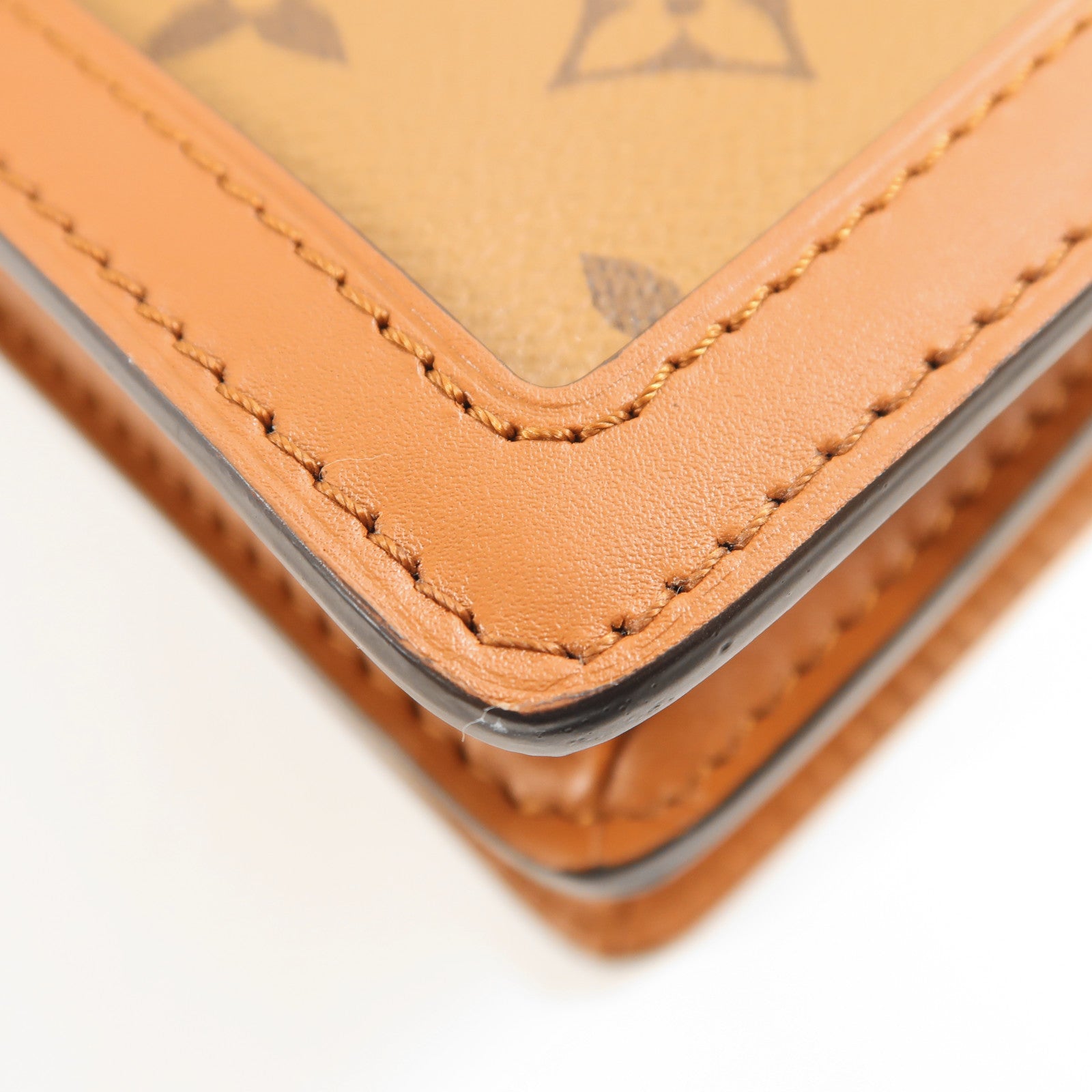 LOUIS VUITTON Monogram/Monogram Reverse Dauphine MM金扣手挽肩背兩用袋棕色