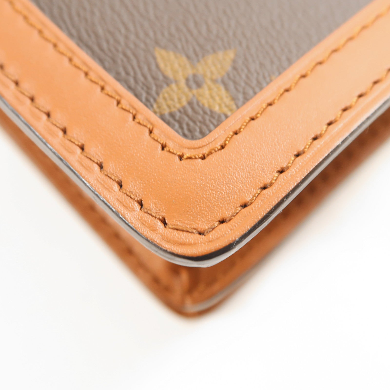 LOUIS VUITTON Monogram/Monogram Reverse Dauphine MM金扣手挽肩背兩用袋棕色