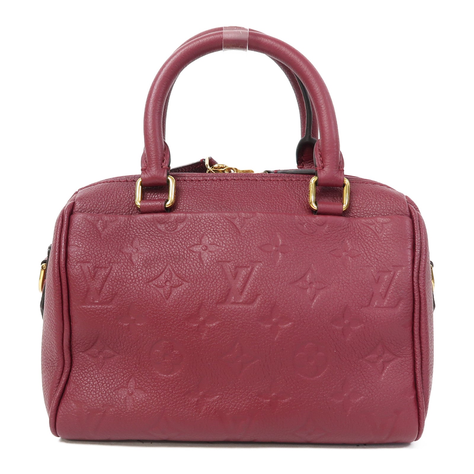 LOUIS VUITTON Monogram Empreinte Speedy 25金扣手挽肩背兩用袋紅色