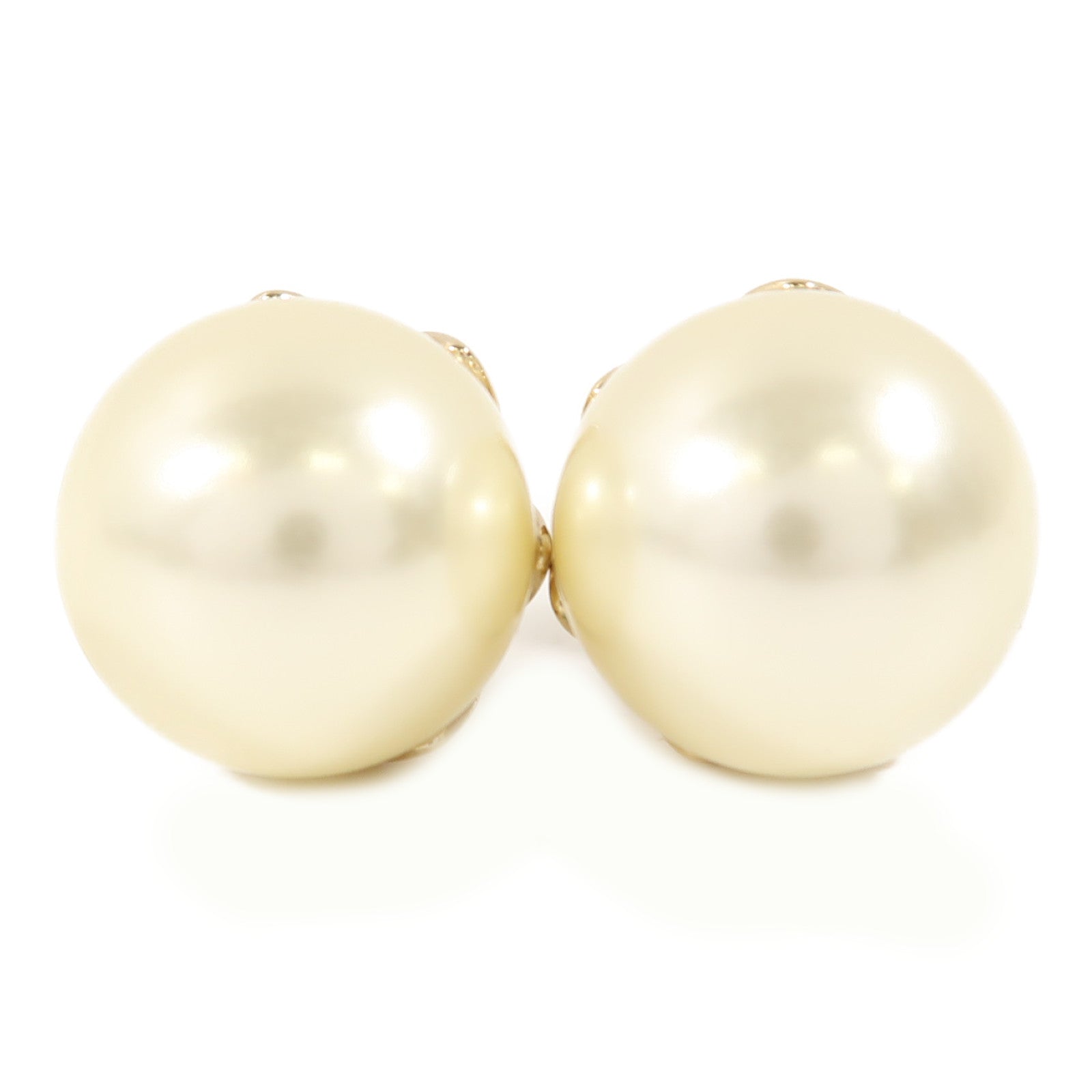 Dior 金屬/PVC Earrings耳環金色/白色