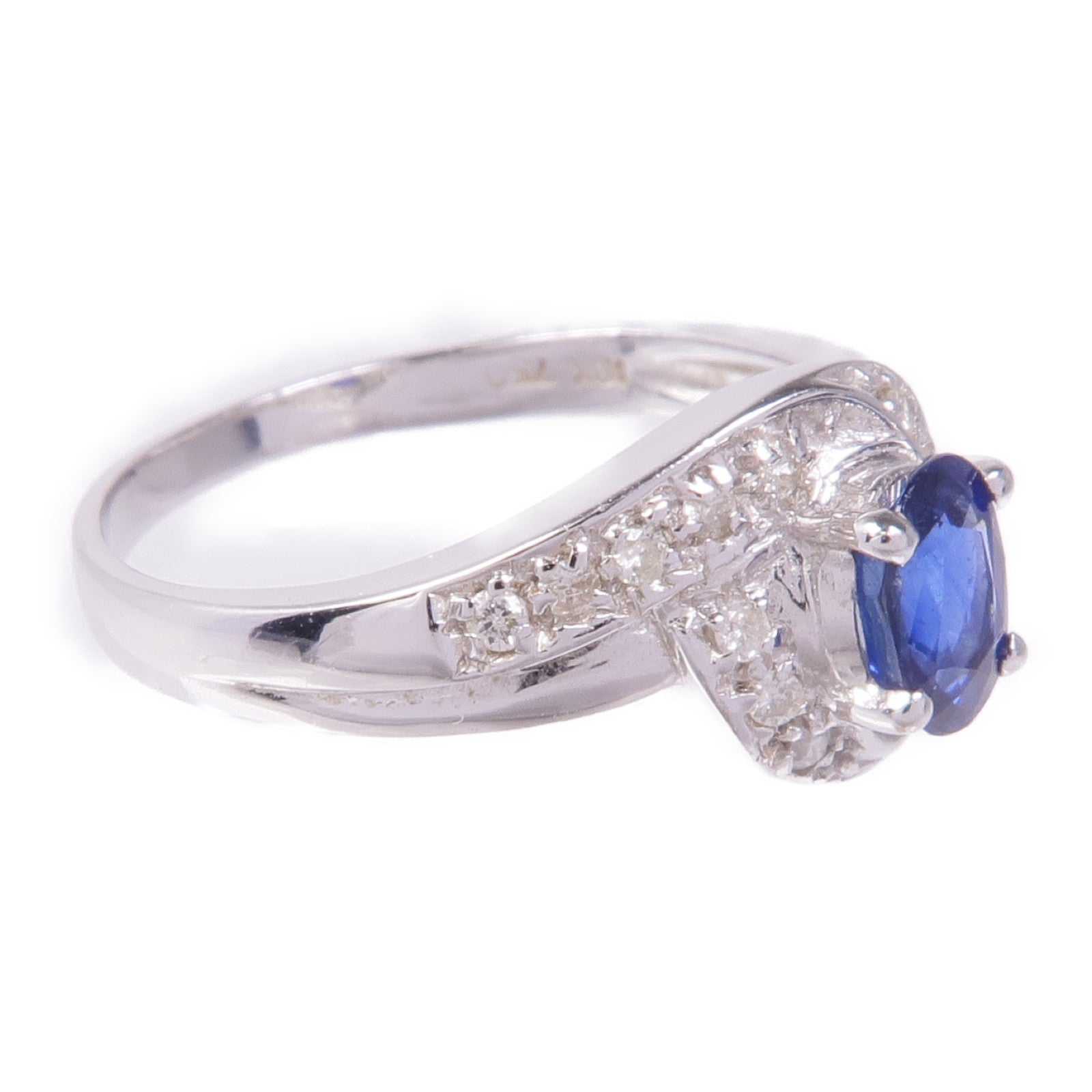 JEWELRY 【激減優惠】18K白金Sapphire Diamond Ring藍寶石/鑽石戒指US#5.75
