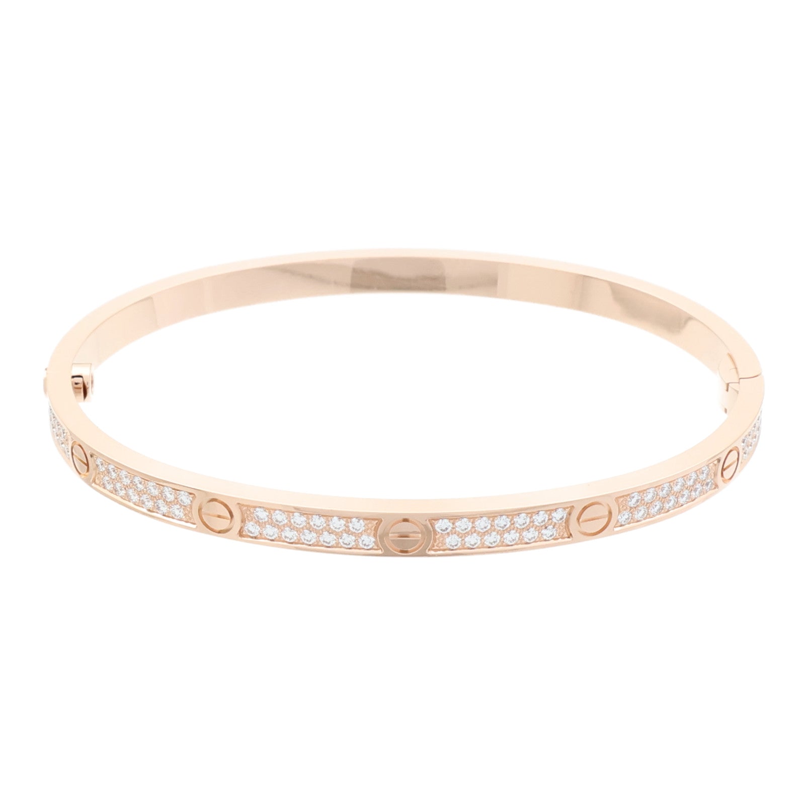 CARTIER 18K玫瑰金Love Bangle SM Paved鑽石手鐲Cartier#16
