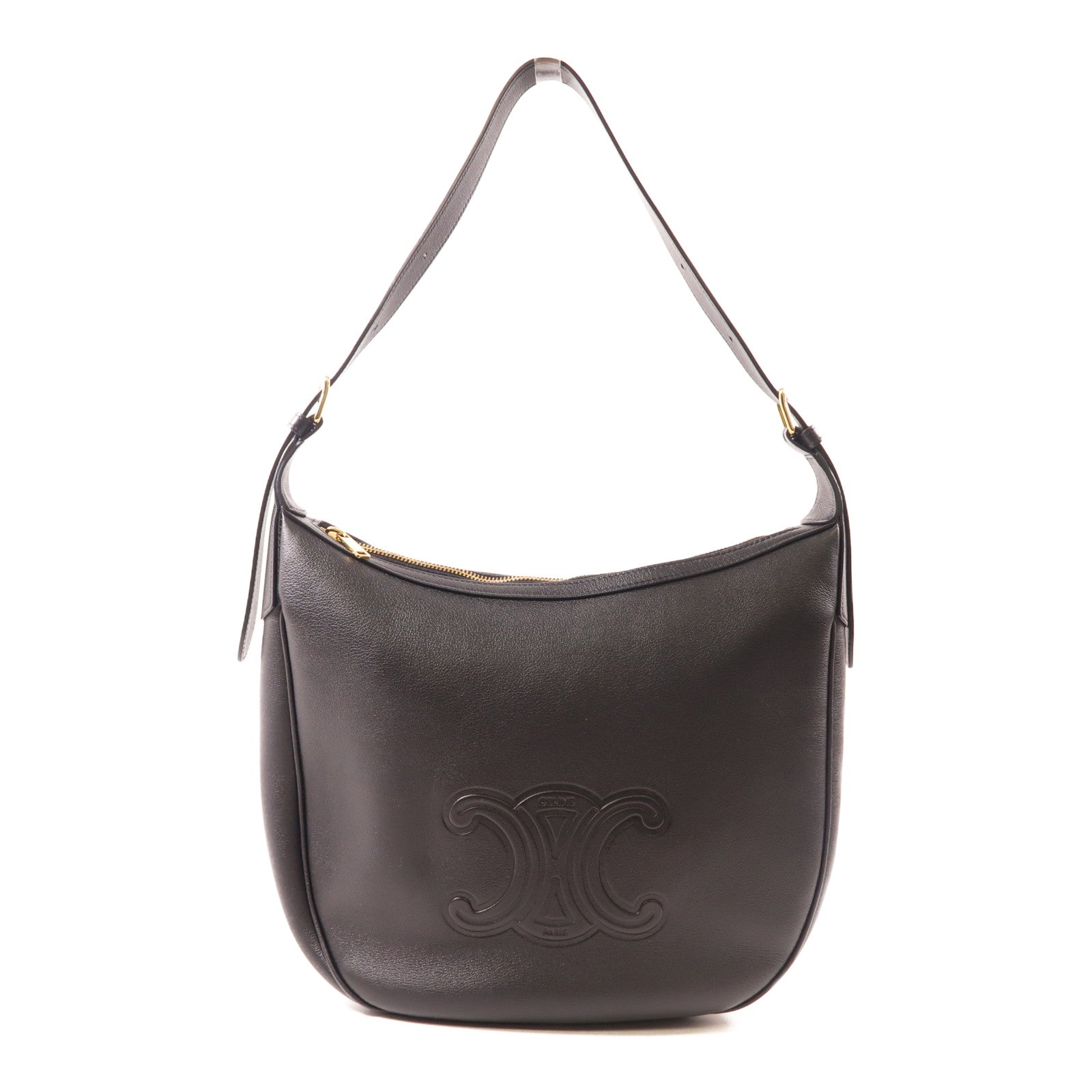 CELINE 牛皮皮革Heloise Bag金扣肩背袋黑色