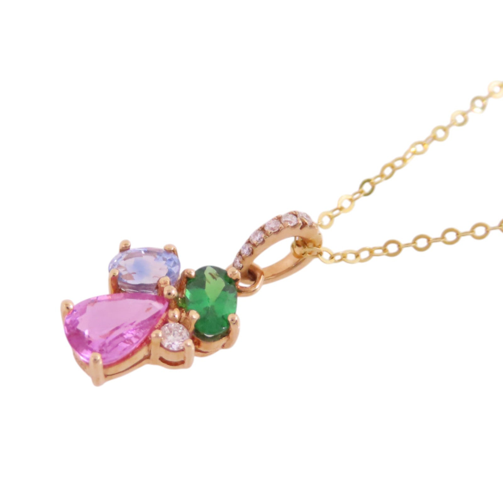 JEWELRY 18K黃金/彩色寶石/鑽石Diamond Multi Stone Necklace項鏈