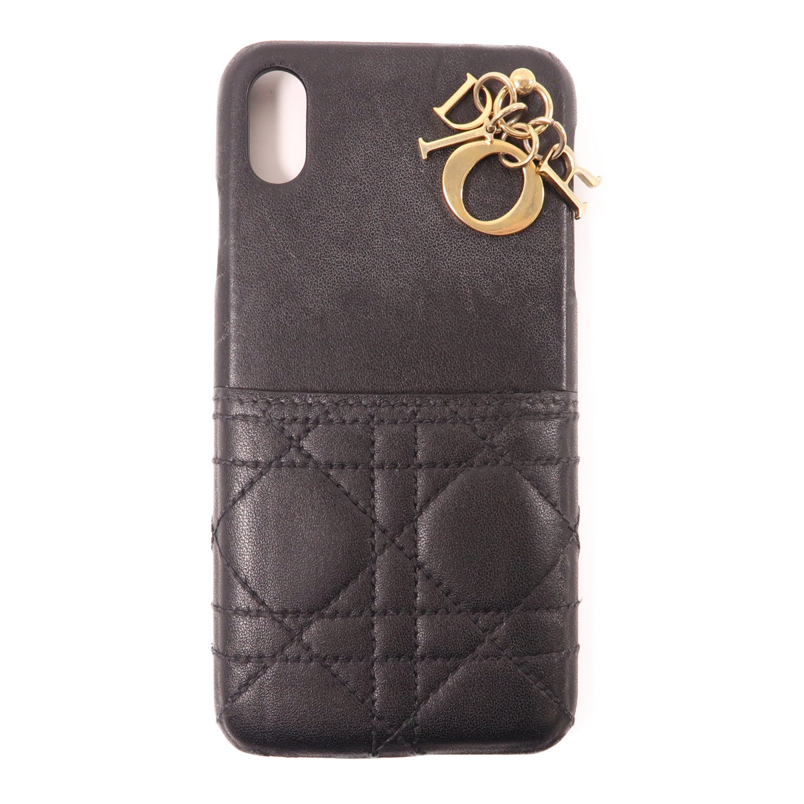 Dior 【激減優惠】羊皮皮革iphone 10 Case金扣手機袋黑色