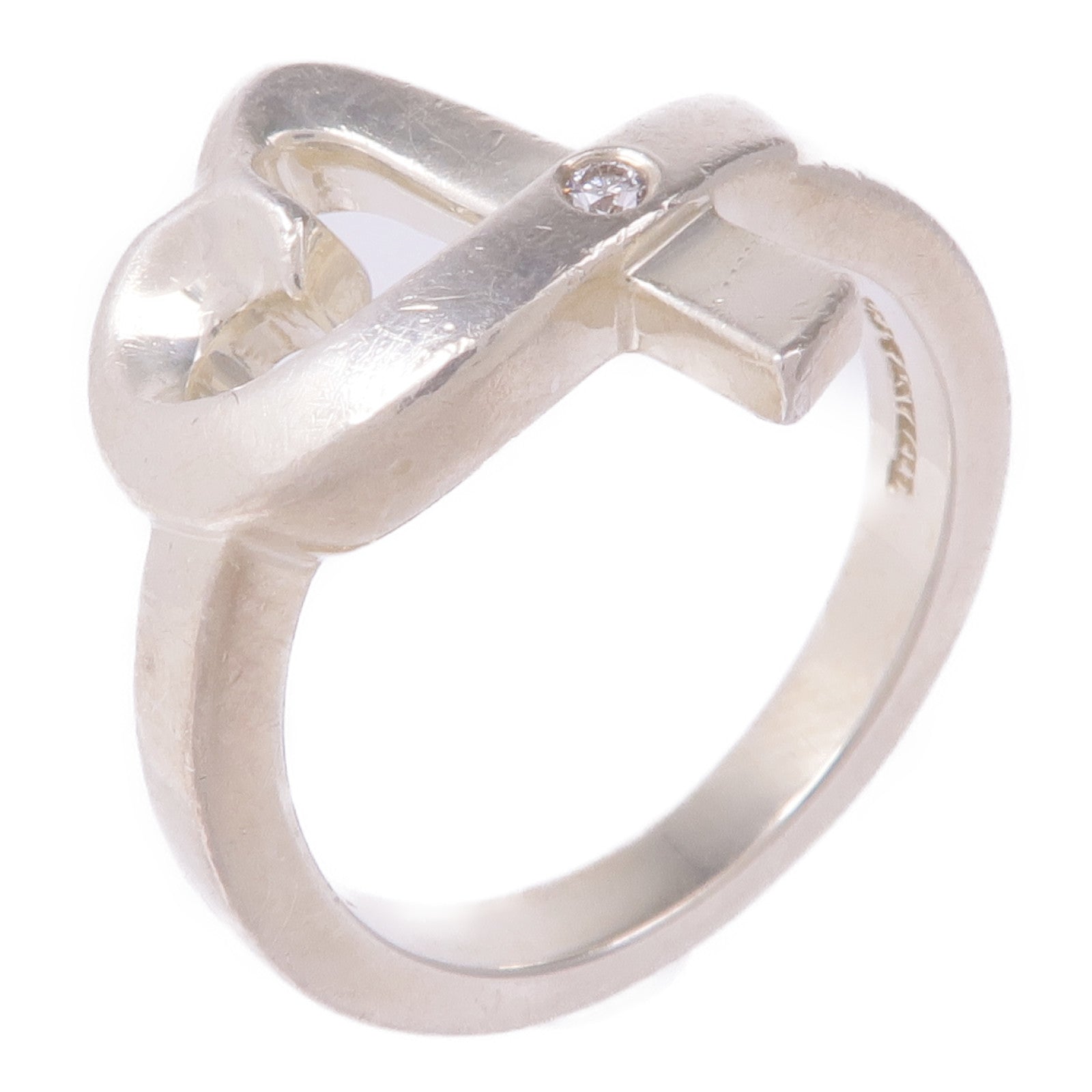 TIFFANY＆CO 925純銀Paloma Picasso Heart Diamond Ring鑽石戒指US#5.75