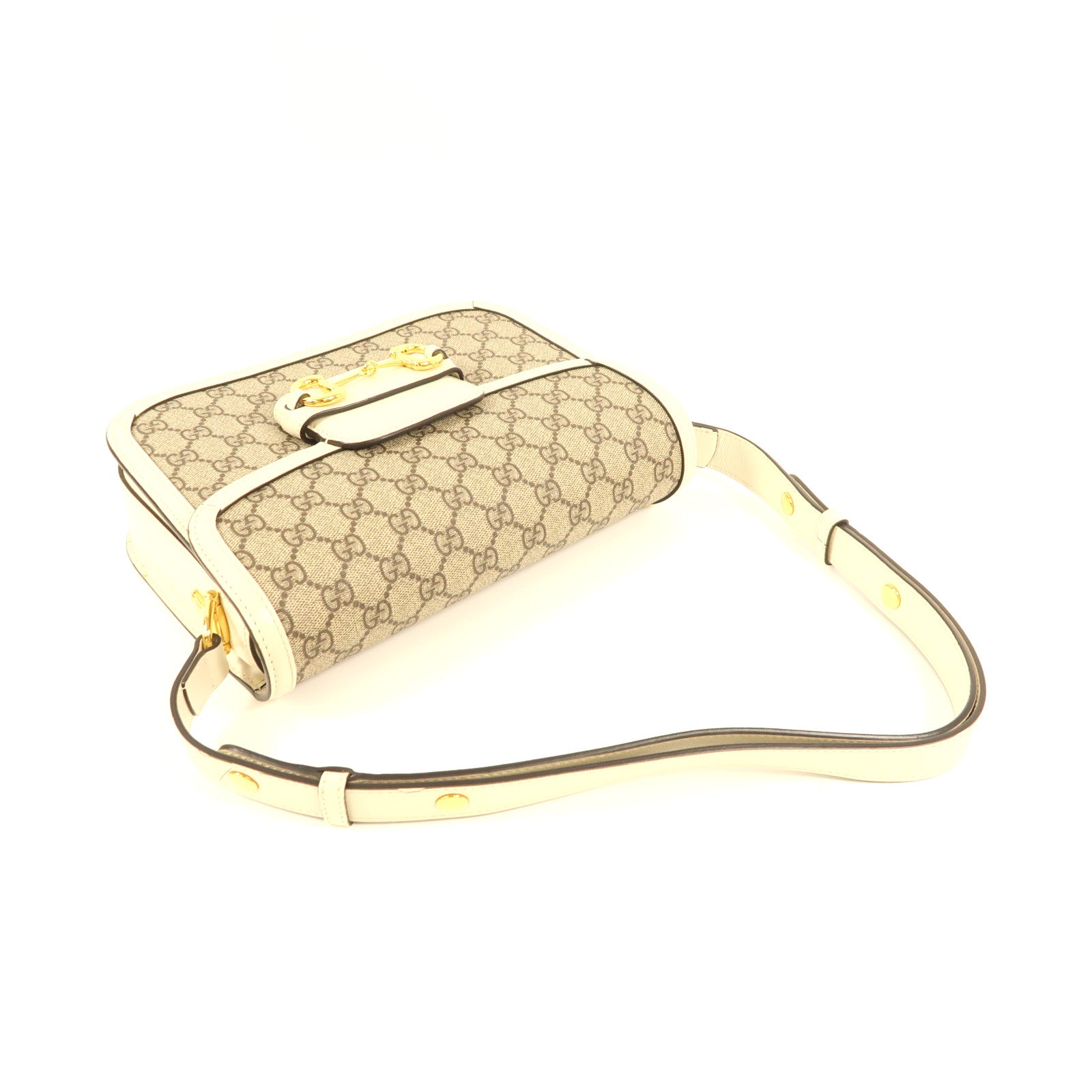 GUCCI 【激減優惠】塗層帆布Horsebit 1955金扣肩背袋