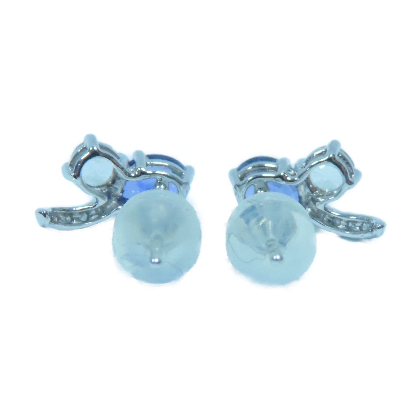 JEWELRY **【激減優惠】18K白金Sapphire Diamond Earrings 1.34ct藍寶石/0.06ct鑽石耳環銀色/藍色