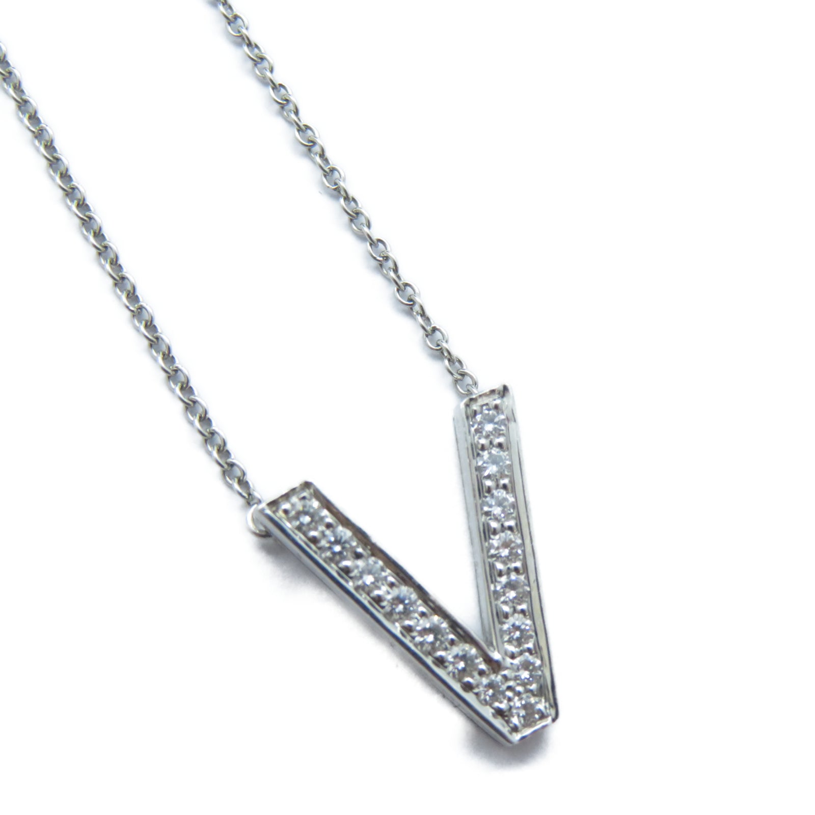 TIFFANY＆CO PT950鉑金V Diamond Neckalce鑽石項鍊