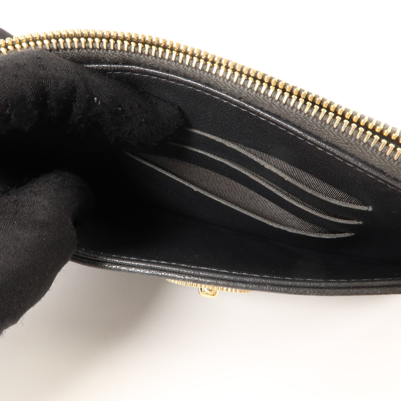 CHANEL 牛皮皮革Flat Long Wallet金扣長錢包
