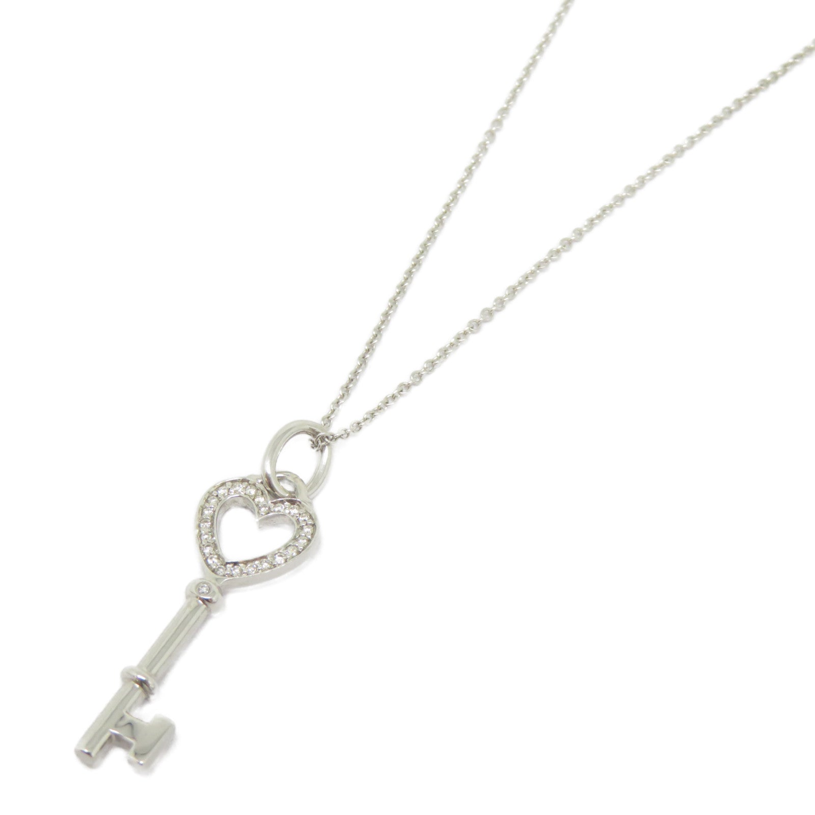 TIFFANY＆CO 18K白金Heart Key Necklace項鍊
