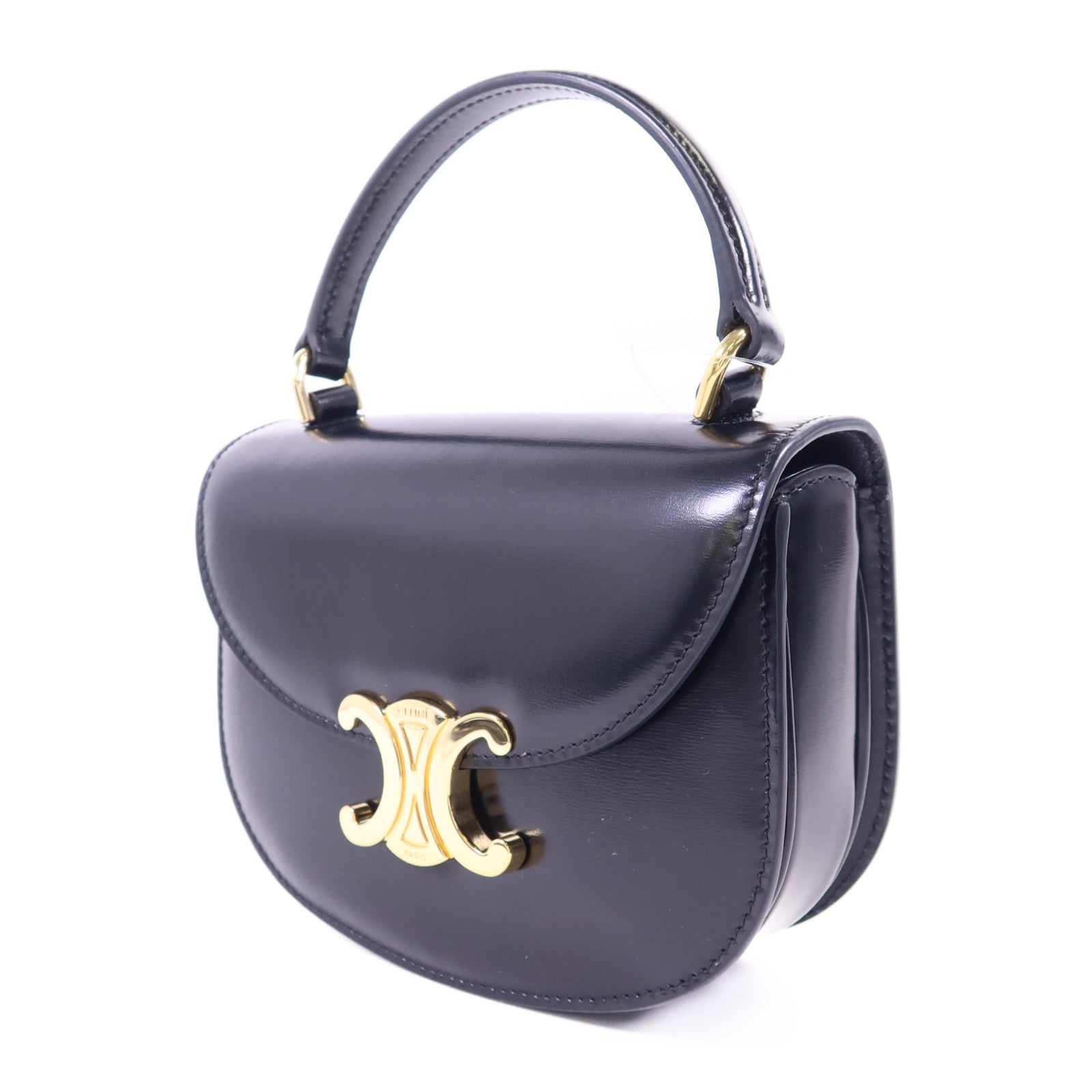 CELINE 牛皮皮革Mini Besace Clea金扣手挽肩背兩用袋