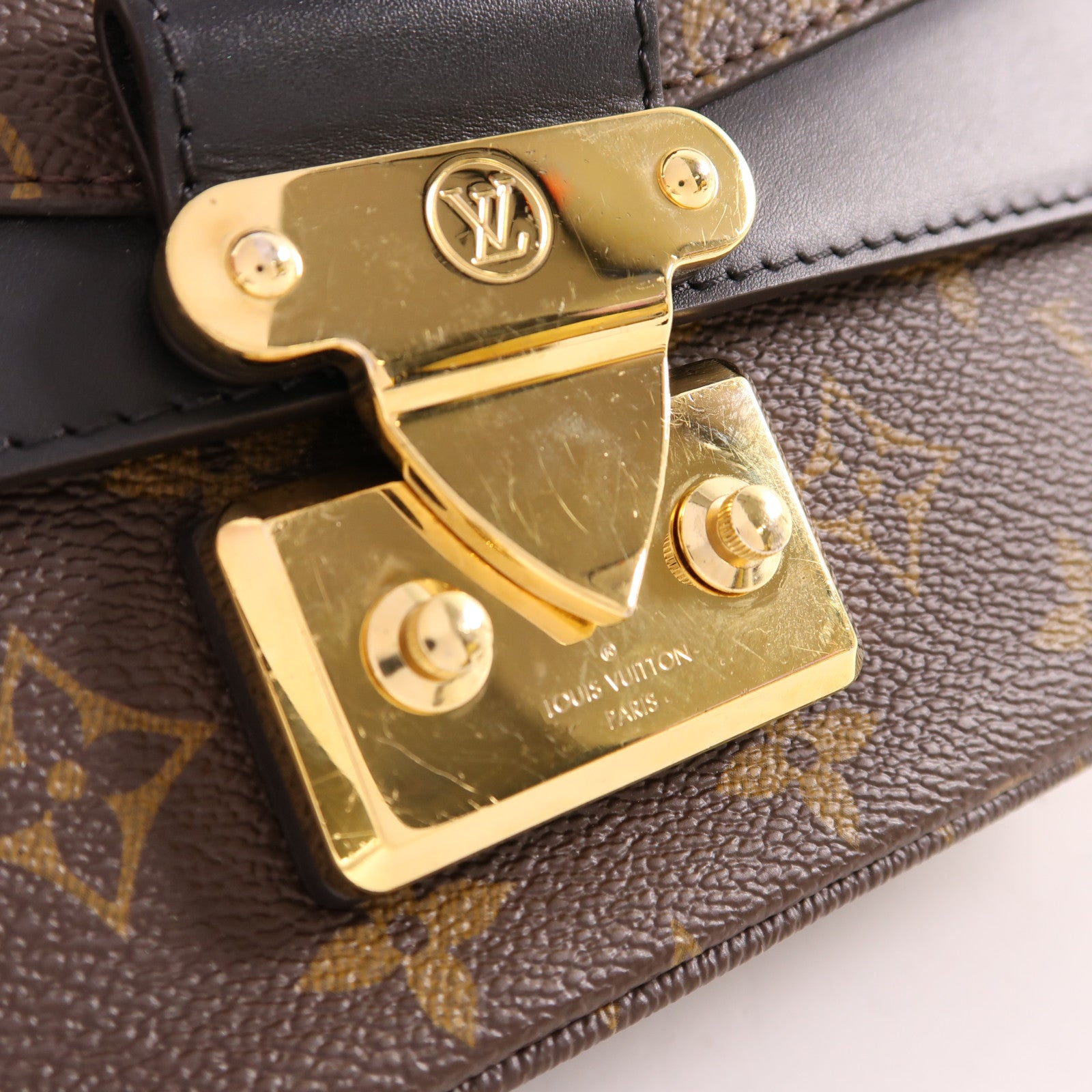 LOUIS VUITTON Monogram Marceau金扣鏈帶肩背袋棕色