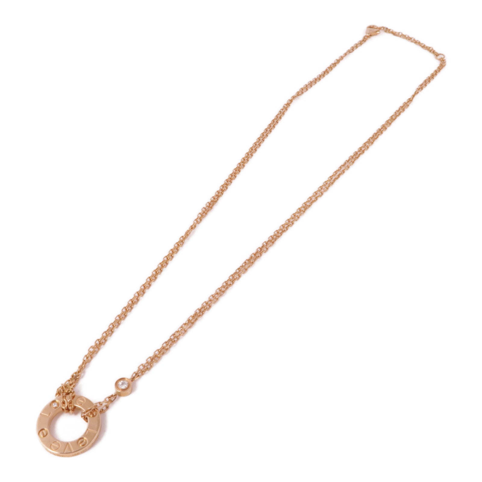 CARTIER 18K玫瑰金Love Necklace 2 Diamonds鑽石項鍊