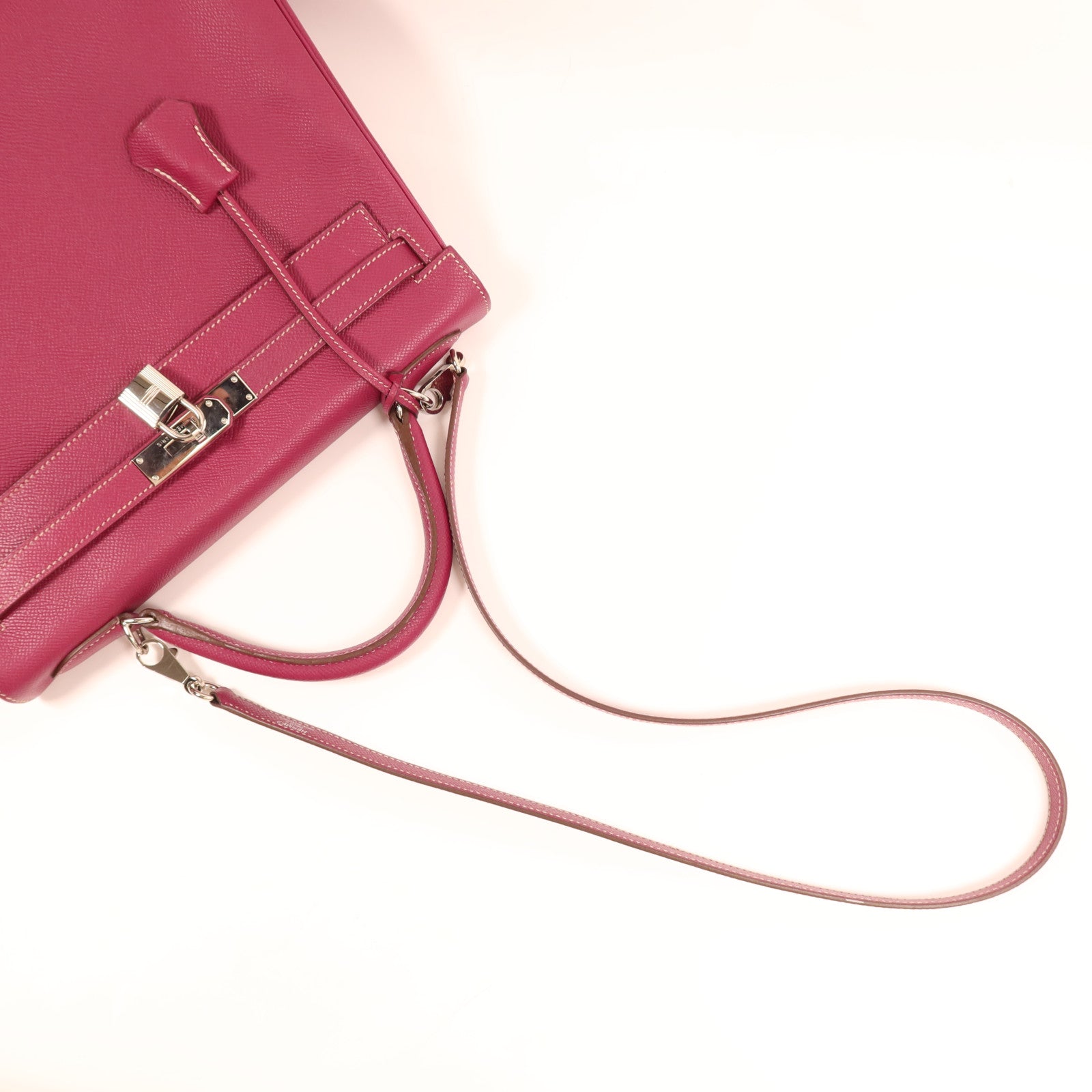 HERMES Epsom皮革Kelly 32銀扣手挽肩背兩用袋Tosca