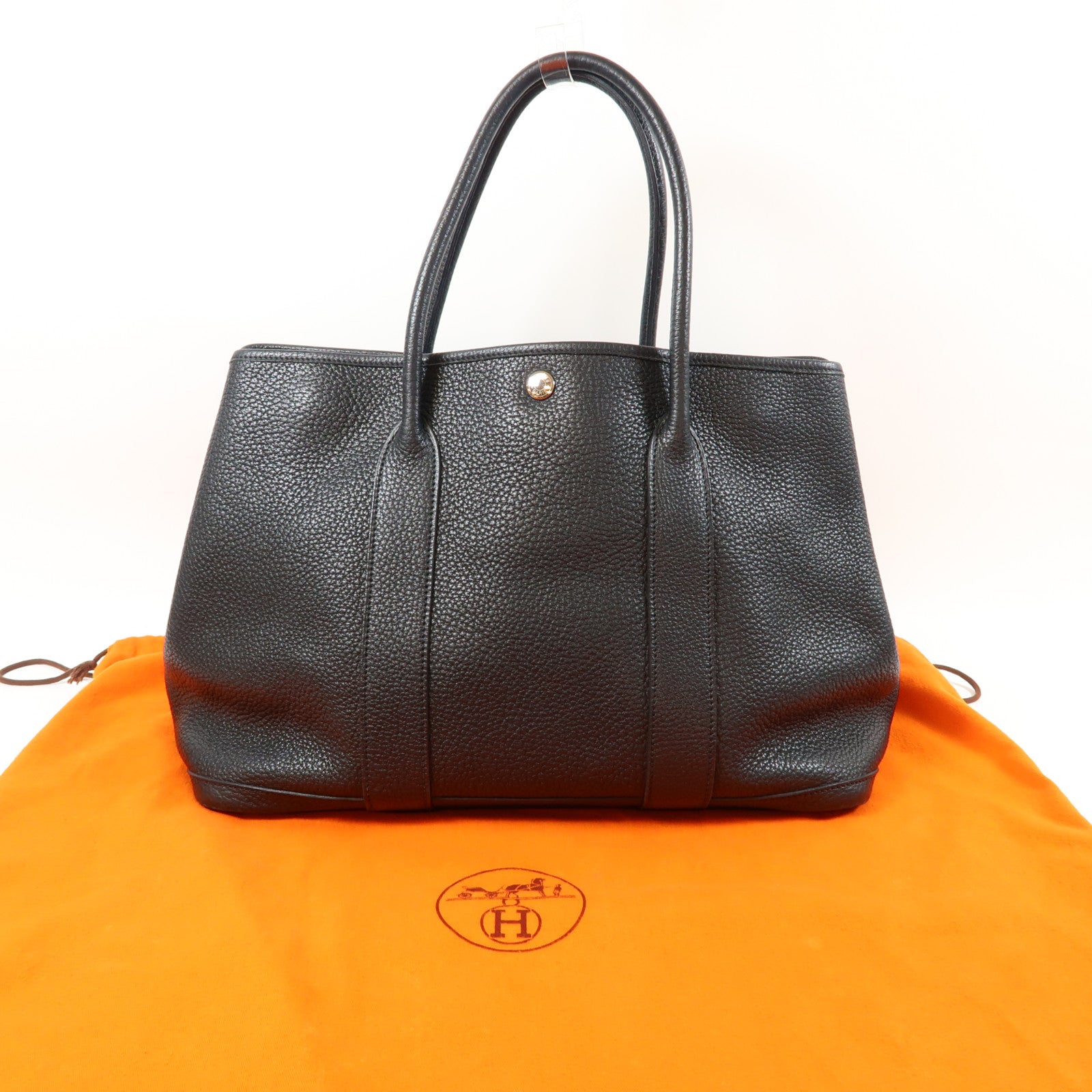HERMES 【激減優惠】Negonda皮革Garden Party 36銀扣手挽袋Noir黑色