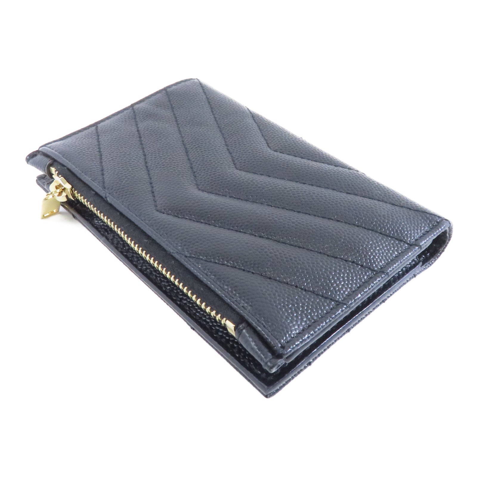 SAINT LAURENT 牛皮皮革Wallet金扣錢包黑色