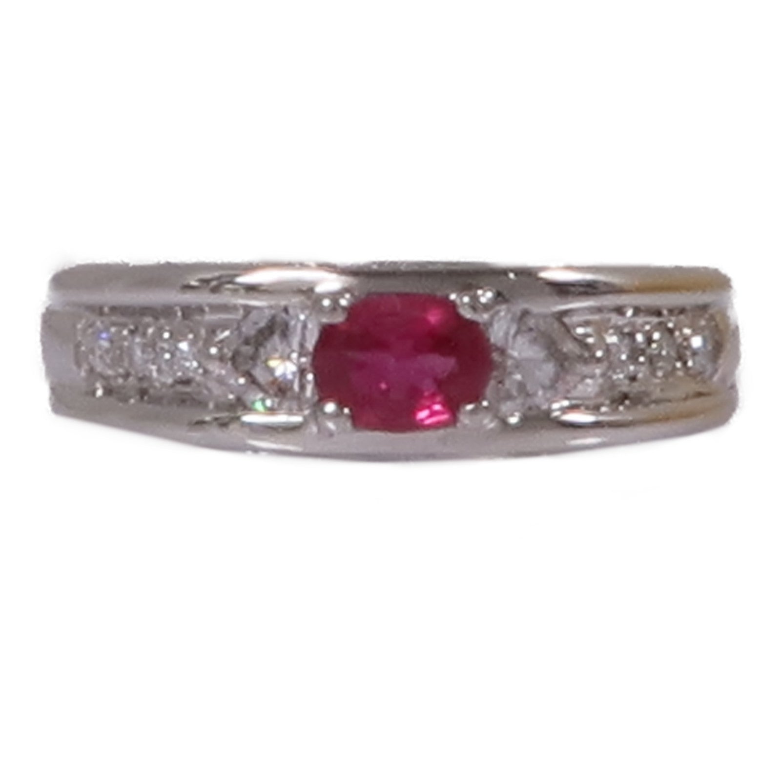 JEWELRY 【激減優惠】PT900鉑金Ruby/Diamond Ring紅寶石/鑽石戒指US#6.5