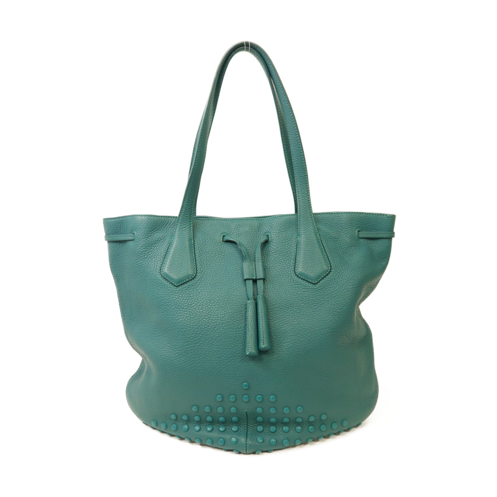 TOD’S 牛皮皮革Tote Bag銀扣手挽袋綠色