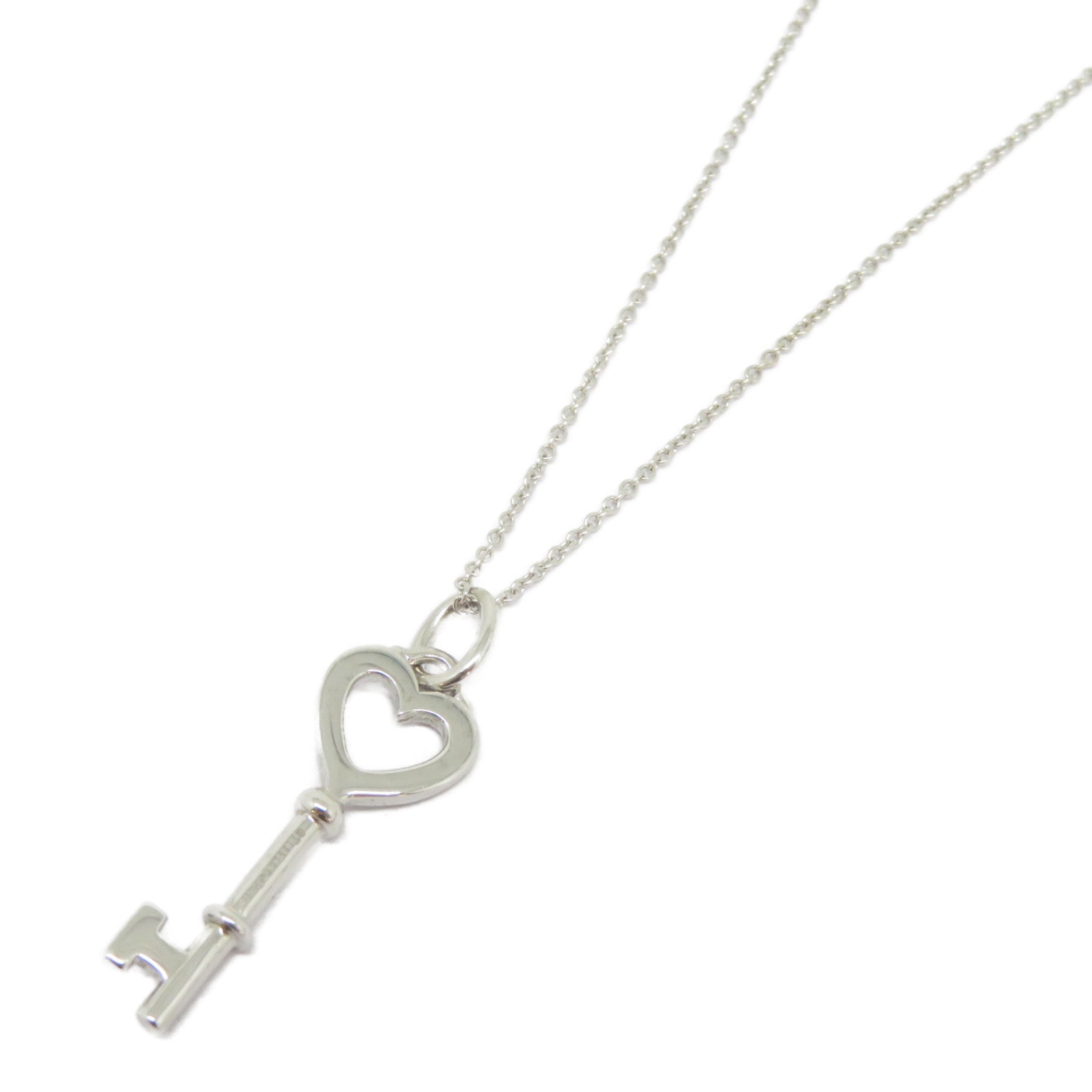 TIFFANY＆CO 18K白金Heart Key Necklace項鍊