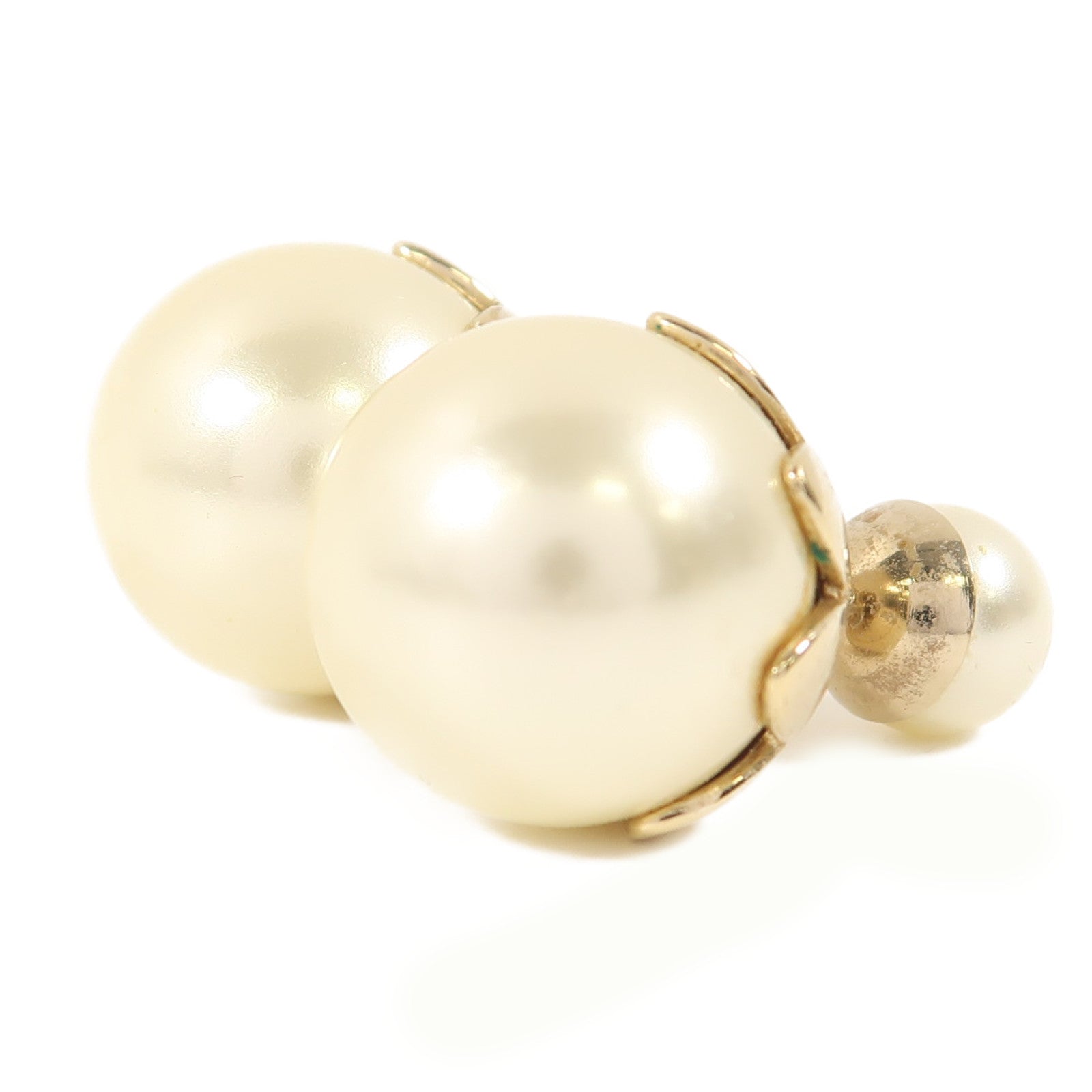 Dior 金屬/PVC Earrings耳環金色/白色