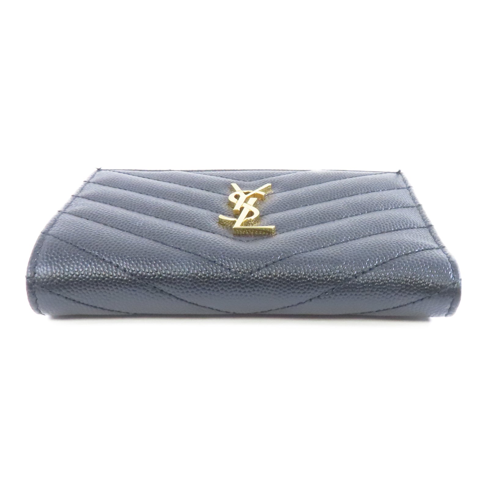 SAINT LAURENT 牛皮皮革Wallet金扣錢包黑色