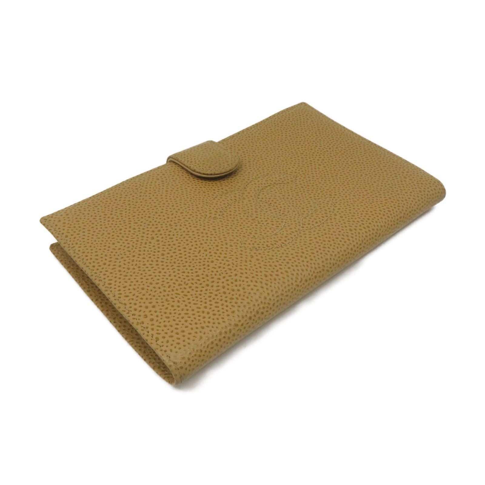 CHANEL Caviar Leather Long Wallet Gold Buckle Long Wallet Apricot