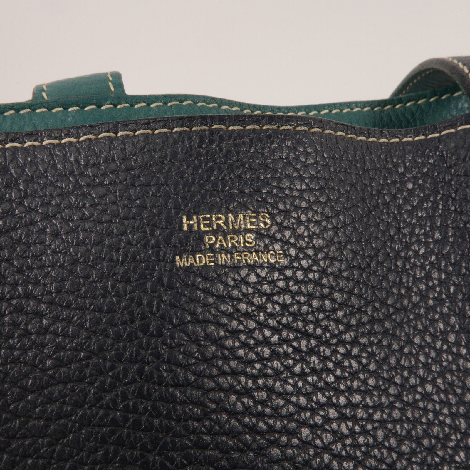 HERMES Clemence皮革Double Sens 36手挽袋 Bleu Nuit/Vert Vertigo