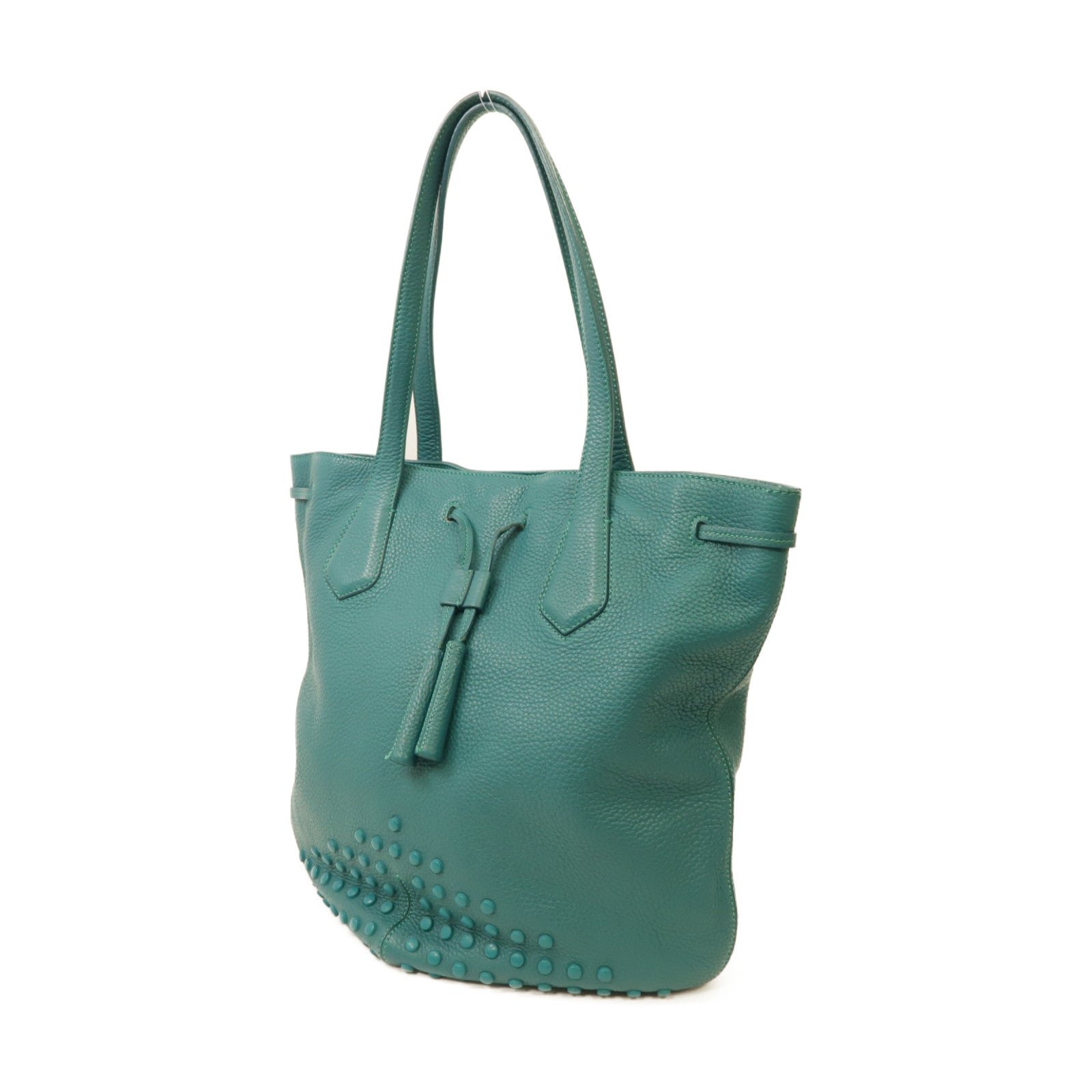 TOD’S 牛皮皮革Tote Bag銀扣手挽袋綠色