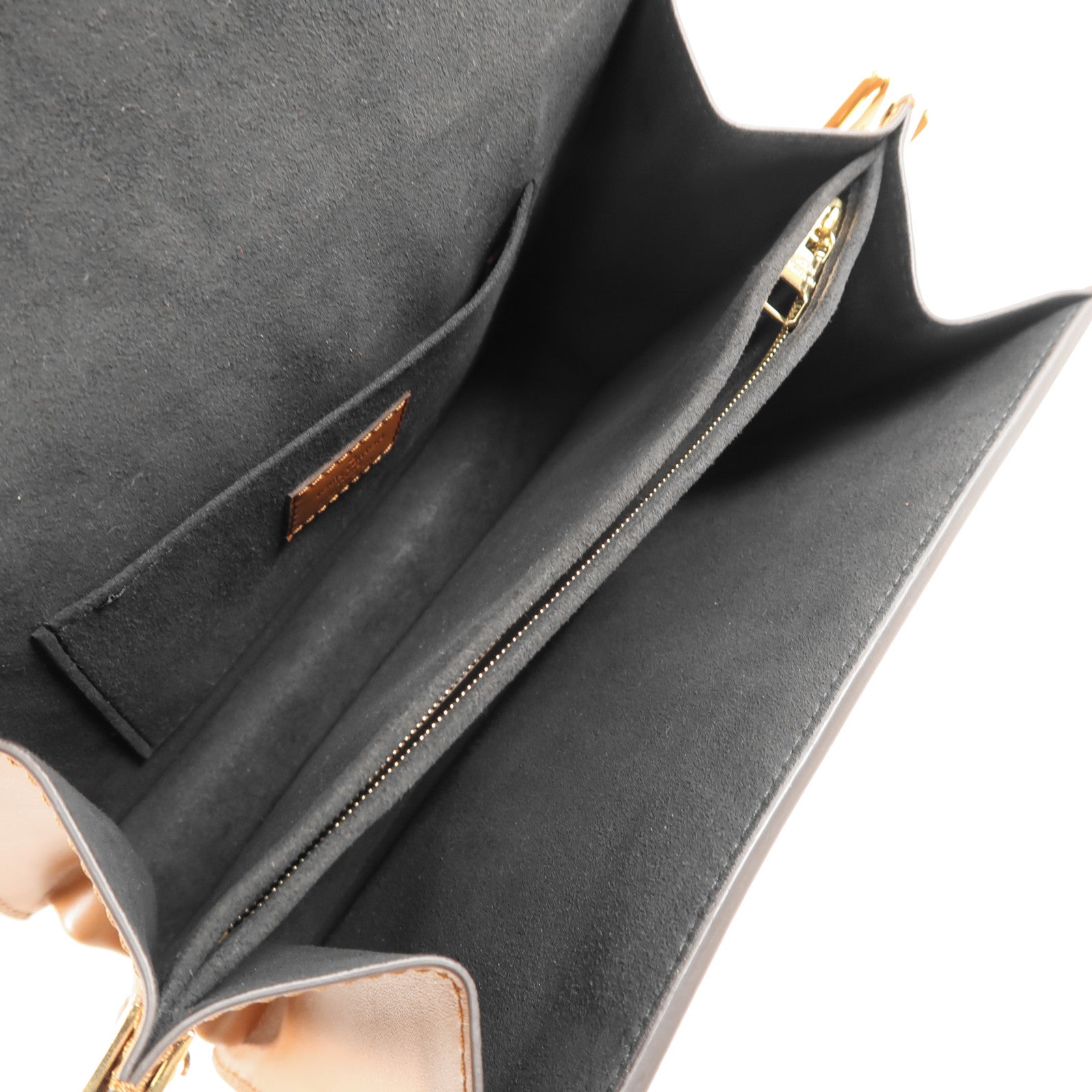 LOUIS VUITTON Monogram/Monogram Reverse Dauphine MM金扣手挽肩背兩用袋棕色