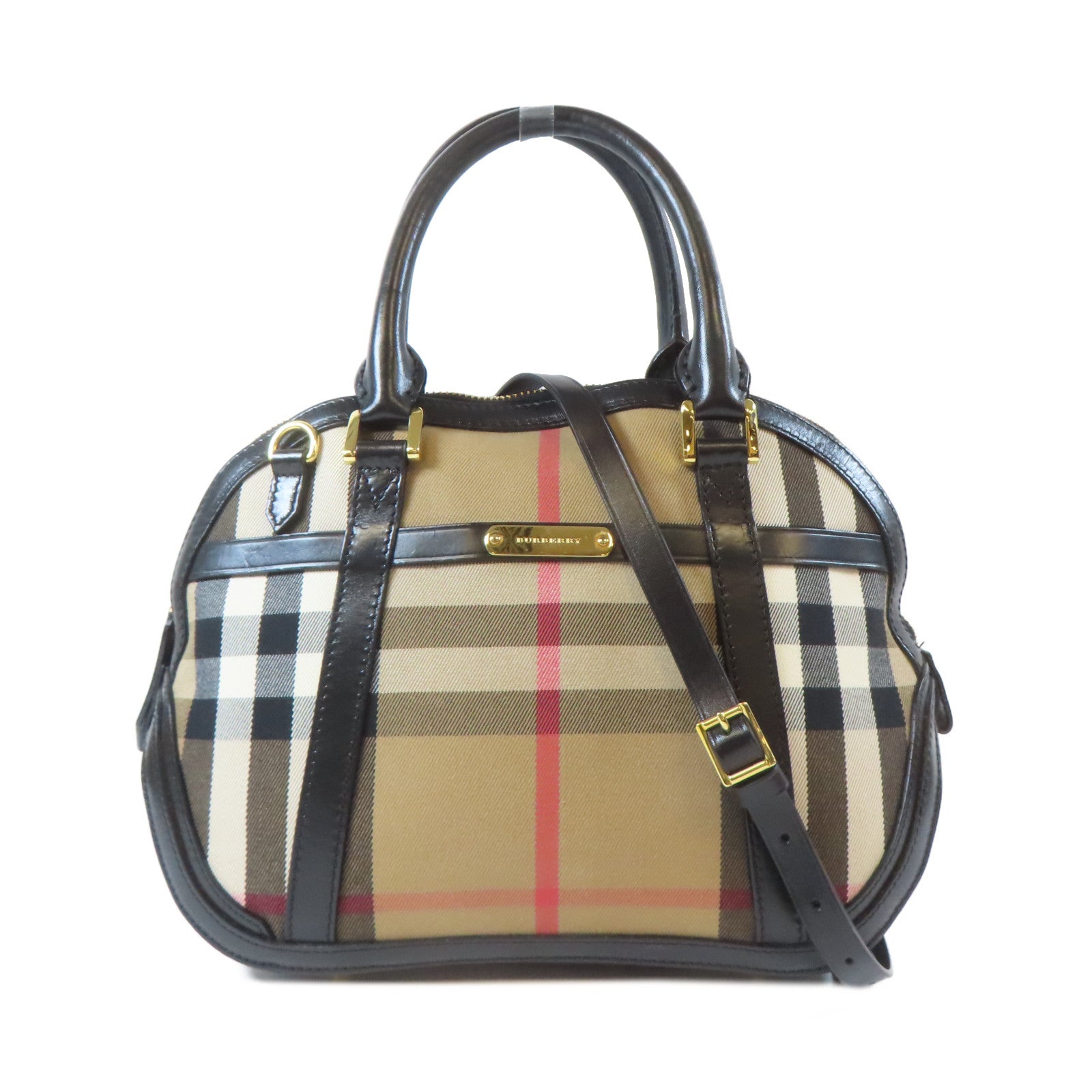 BURBERRY 帆布Shoulder Bag金扣肩背袋啡色