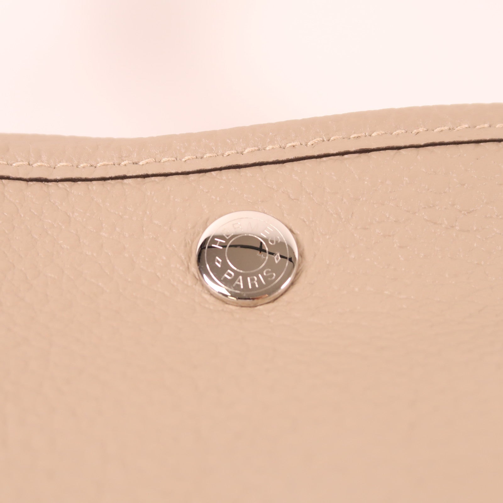 HERMES Negonda皮革Garden Party PM銀扣手挽袋Gris Tourterelle