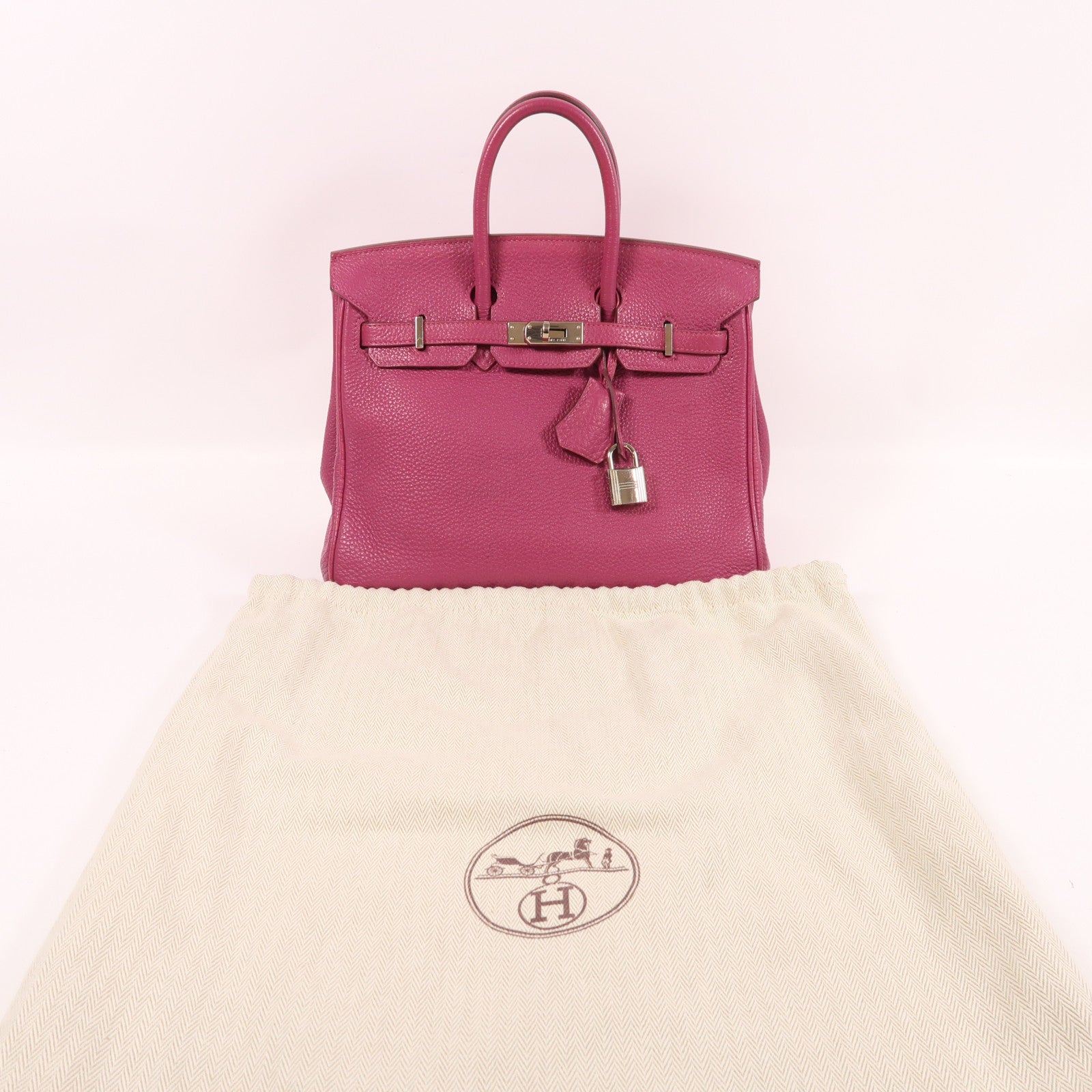 HERMES Togo皮革Birkin 25銀扣手挽袋桃紫色