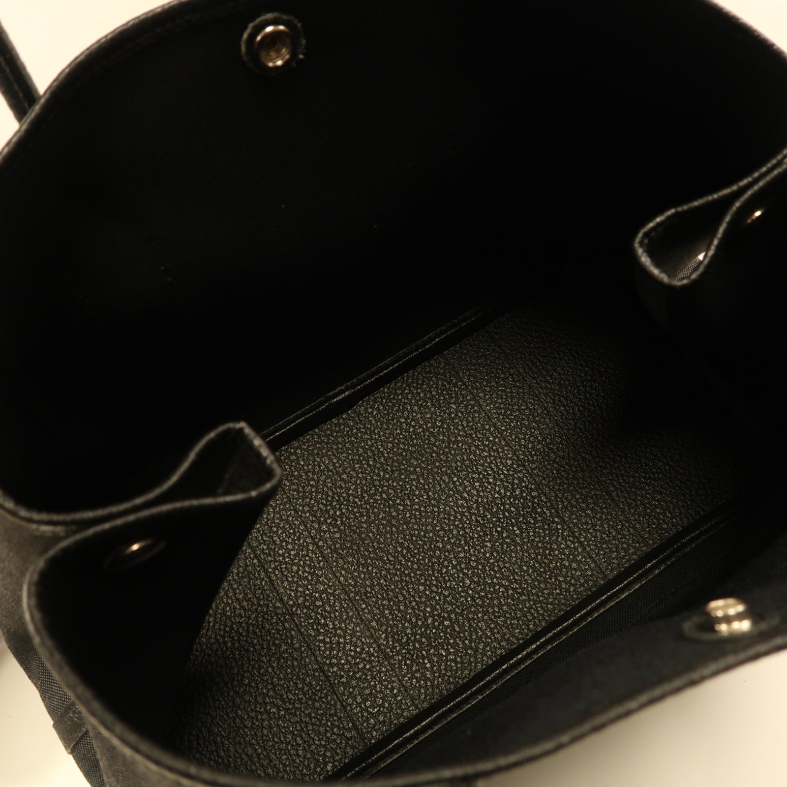 HERMES 帆布Garden Party PM銀扣手挽袋黑色