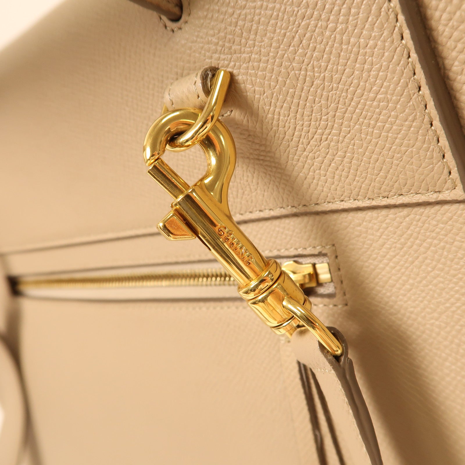 CELINE 羊皮皮革Belt Bag金扣手挽肩背兩用袋米色