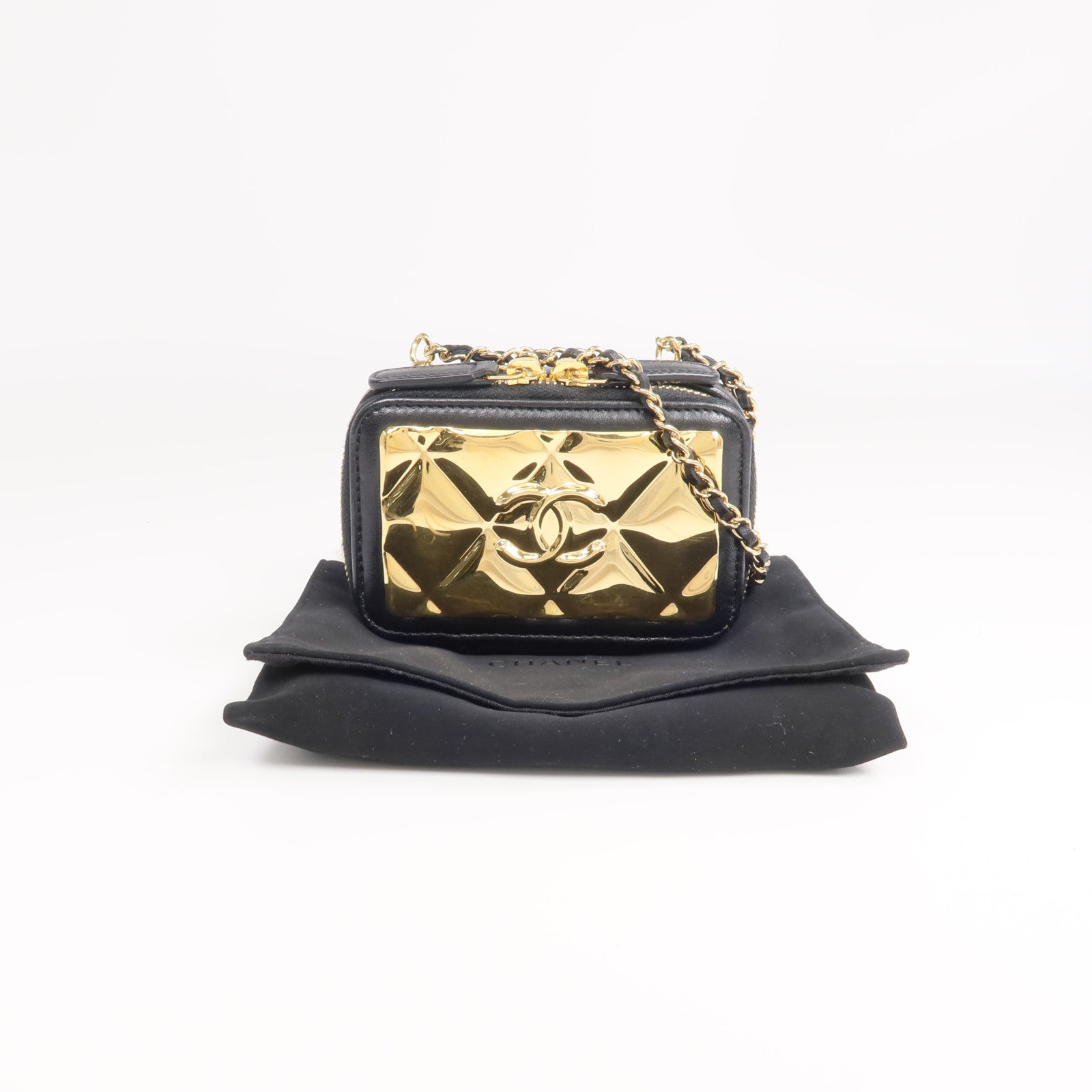 CHANEL 羊皮皮革Clutch with Chain金扣鏈帶肩背袋