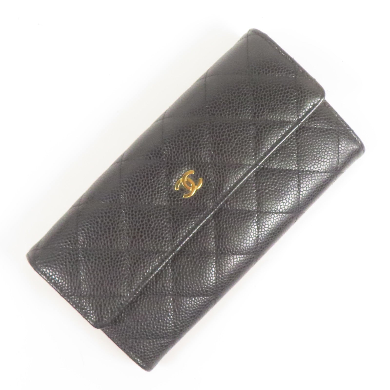 CHANEL 牛皮皮革Long Wallet金扣長錢包