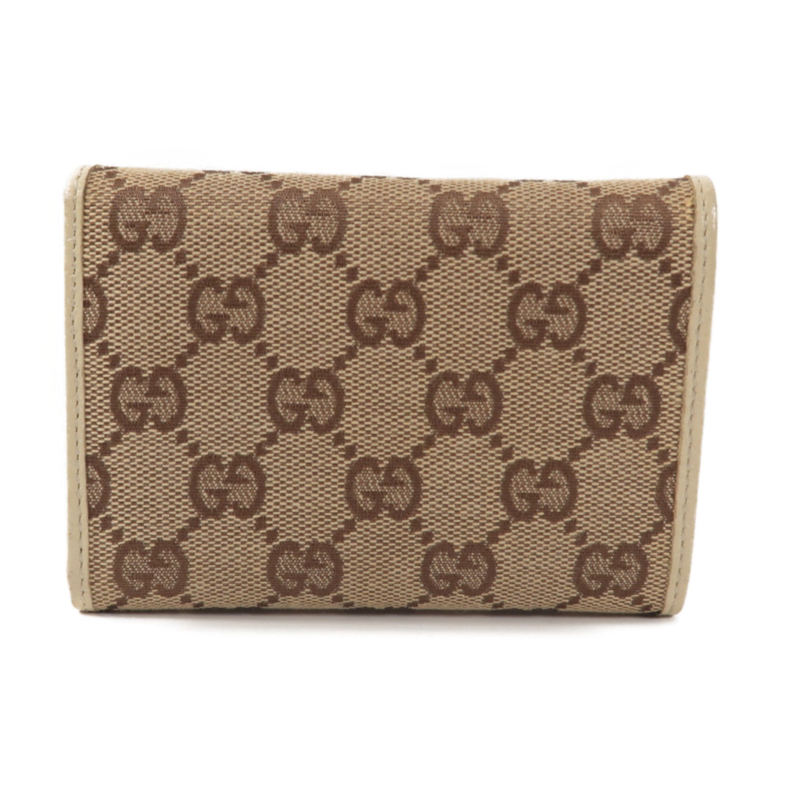GUCCI 帆布Wallet金扣錢包白色