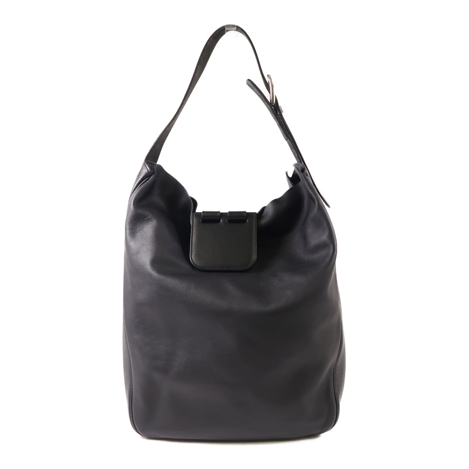 HERMES Clemence皮革Virevolte銀扣肩背袋Noir