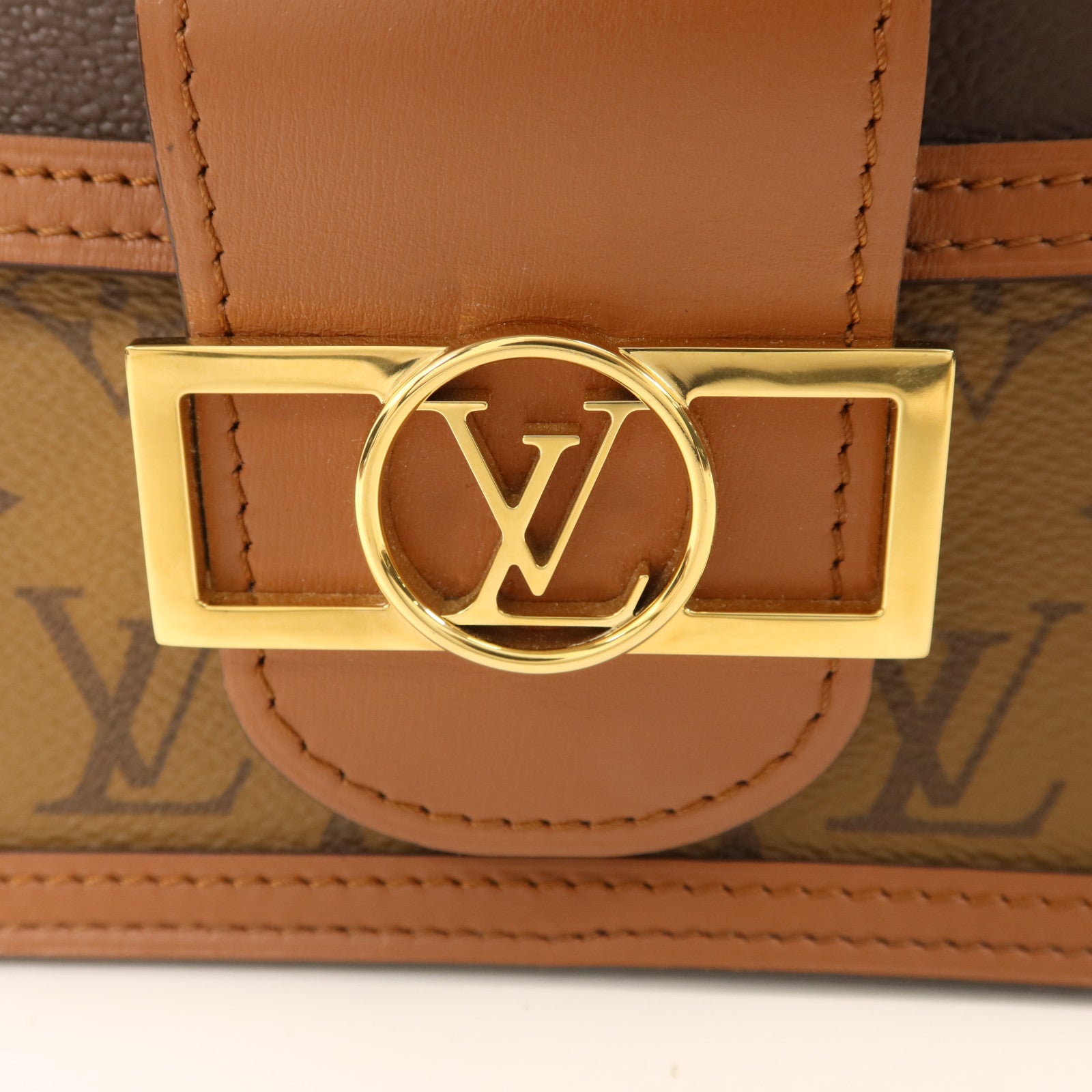 LOUIS VUITTON Monogram Reverse Mini Dauphine金扣肩背袋