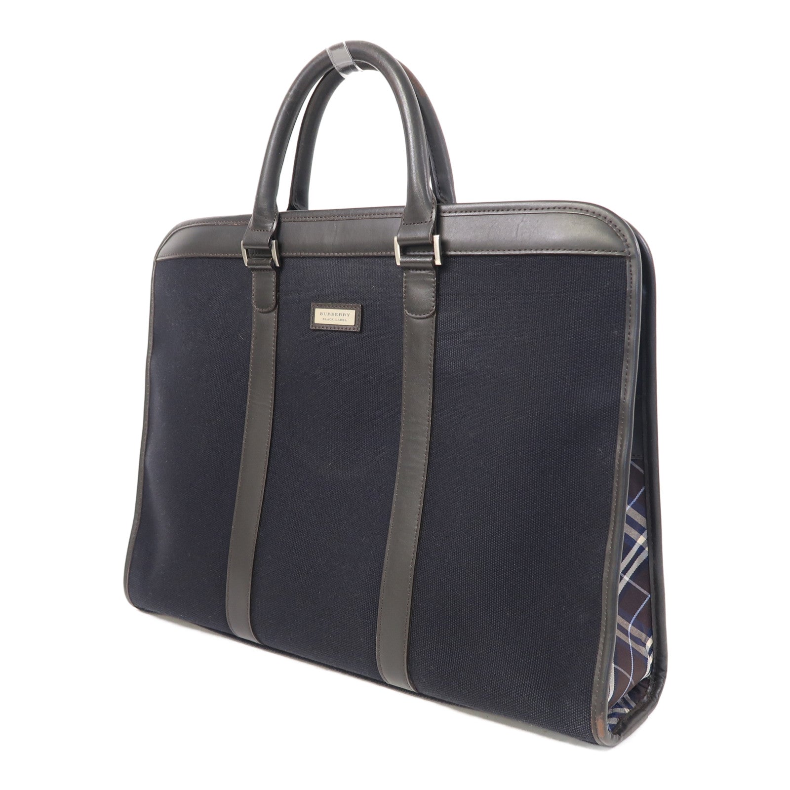 BURBERRY 帆布Business Bag銀扣公事包黑色