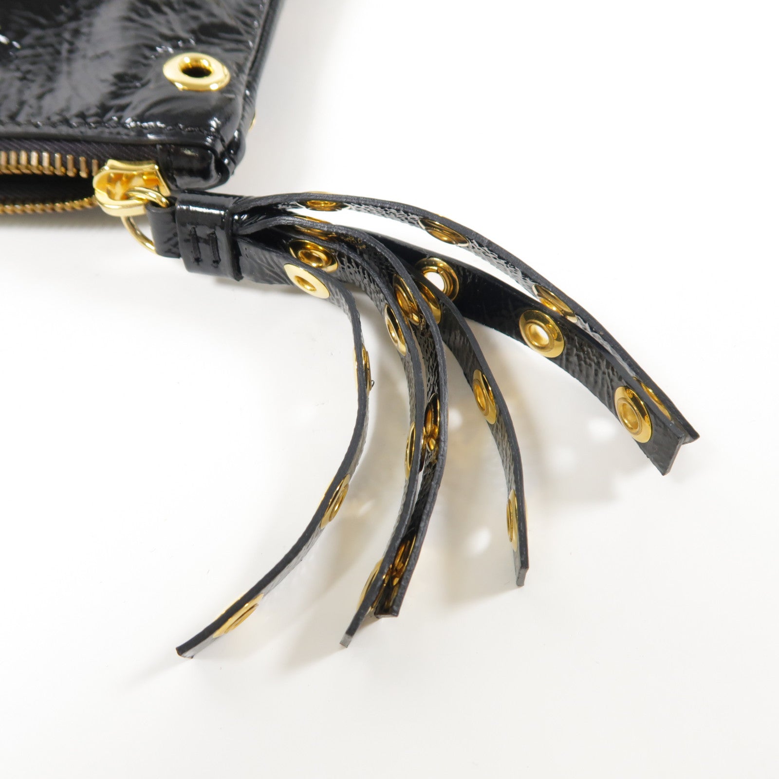 Valentino GHW Shoulder Bag Patent Leather Black