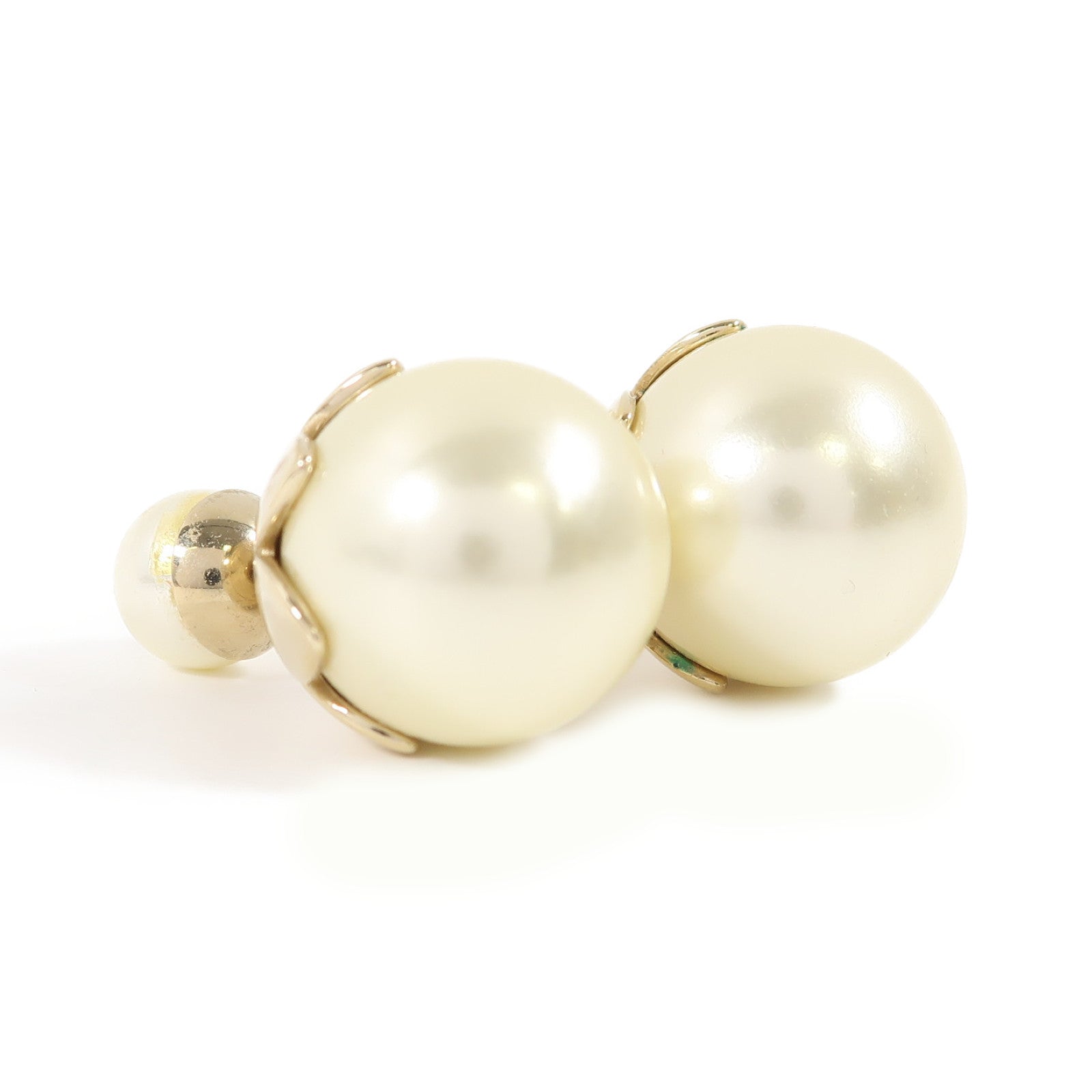 Dior 金屬/PVC Earrings耳環金色/白色